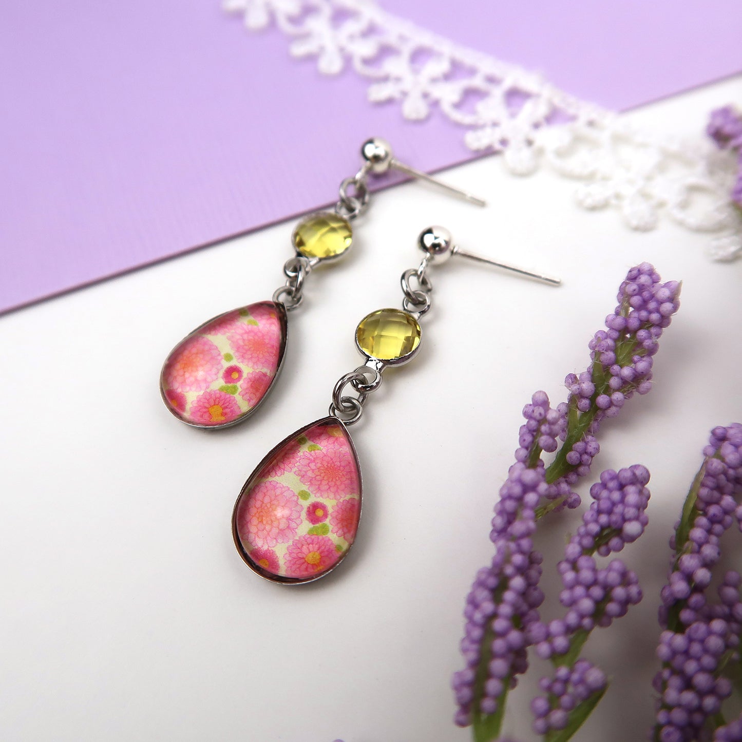 November Birth Flower Earrings - Chrysanthemums
