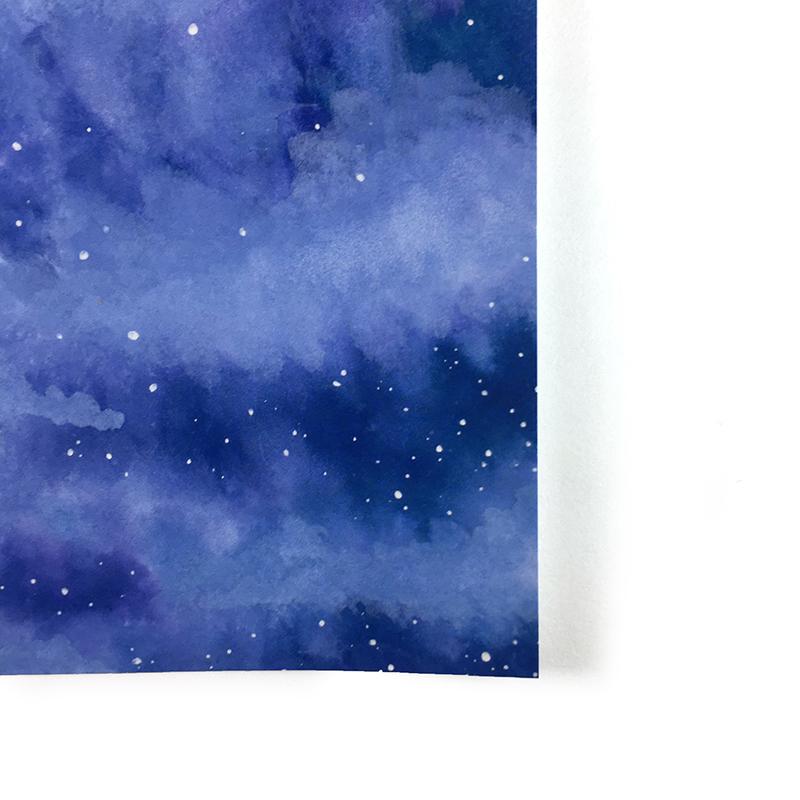 Loose Starry Watercolor Sky - Watercolor Night Sky Art Print