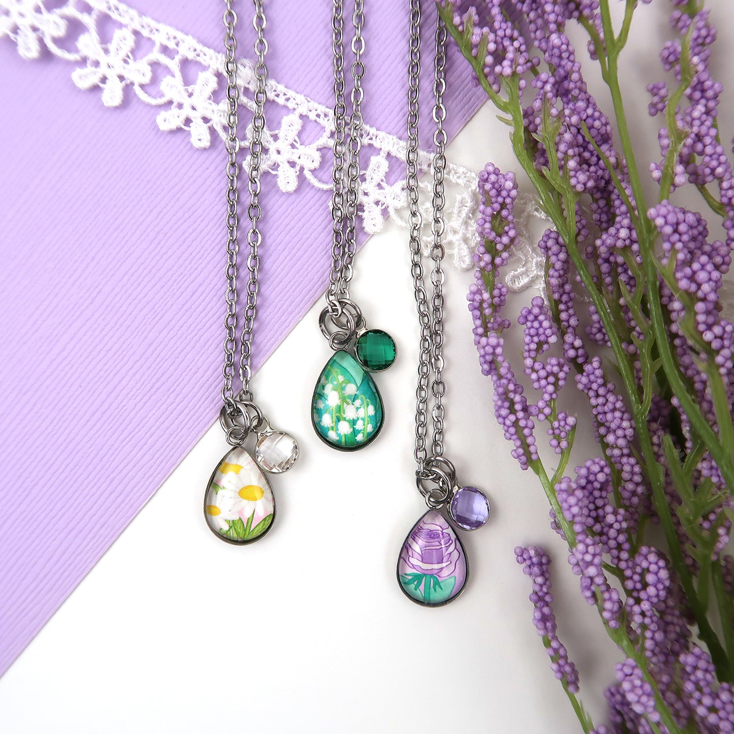 May Birth Flower Necklace - Lily of the Valley