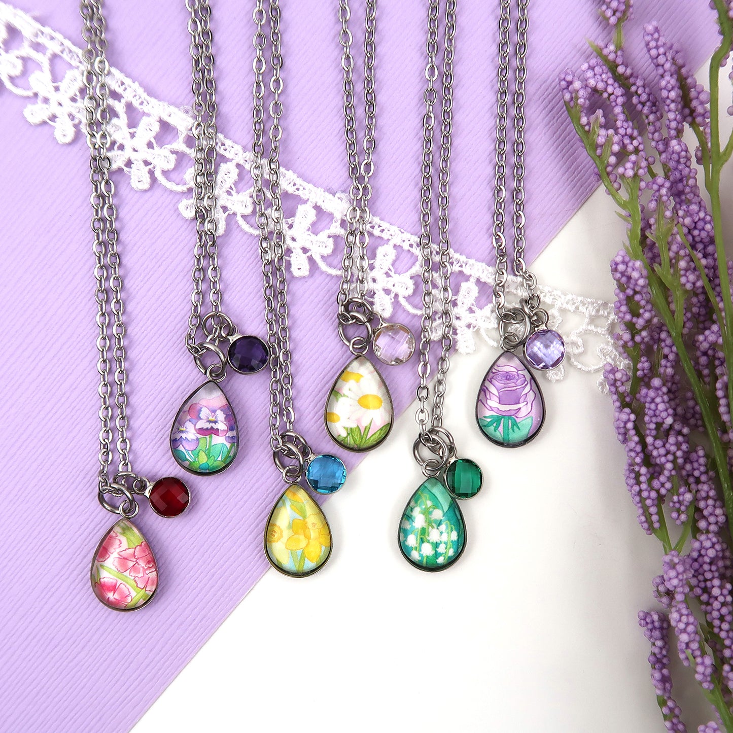June Birth Flower Necklace - Roses