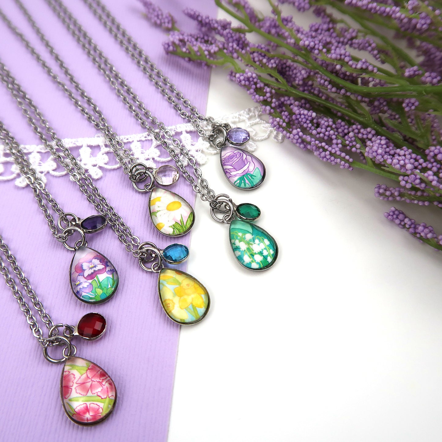 May Birth Flower Necklace - Lily of the Valley