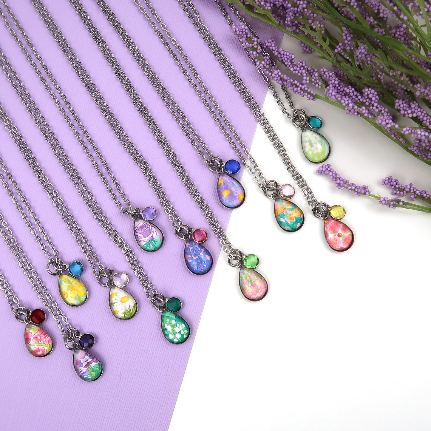 January Birth Flower Necklace - Carnations