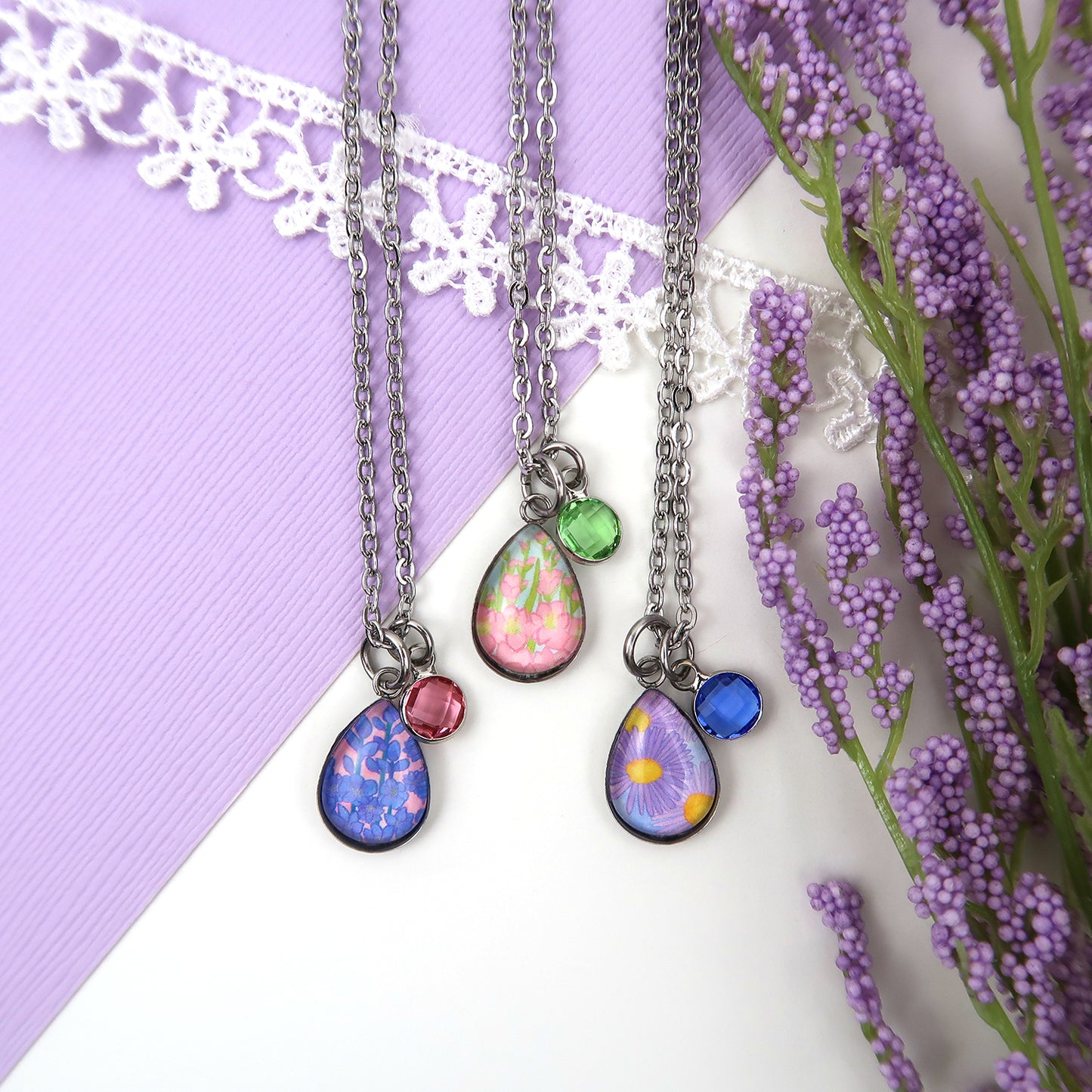 August Birth Flower Necklace - Gladiolus