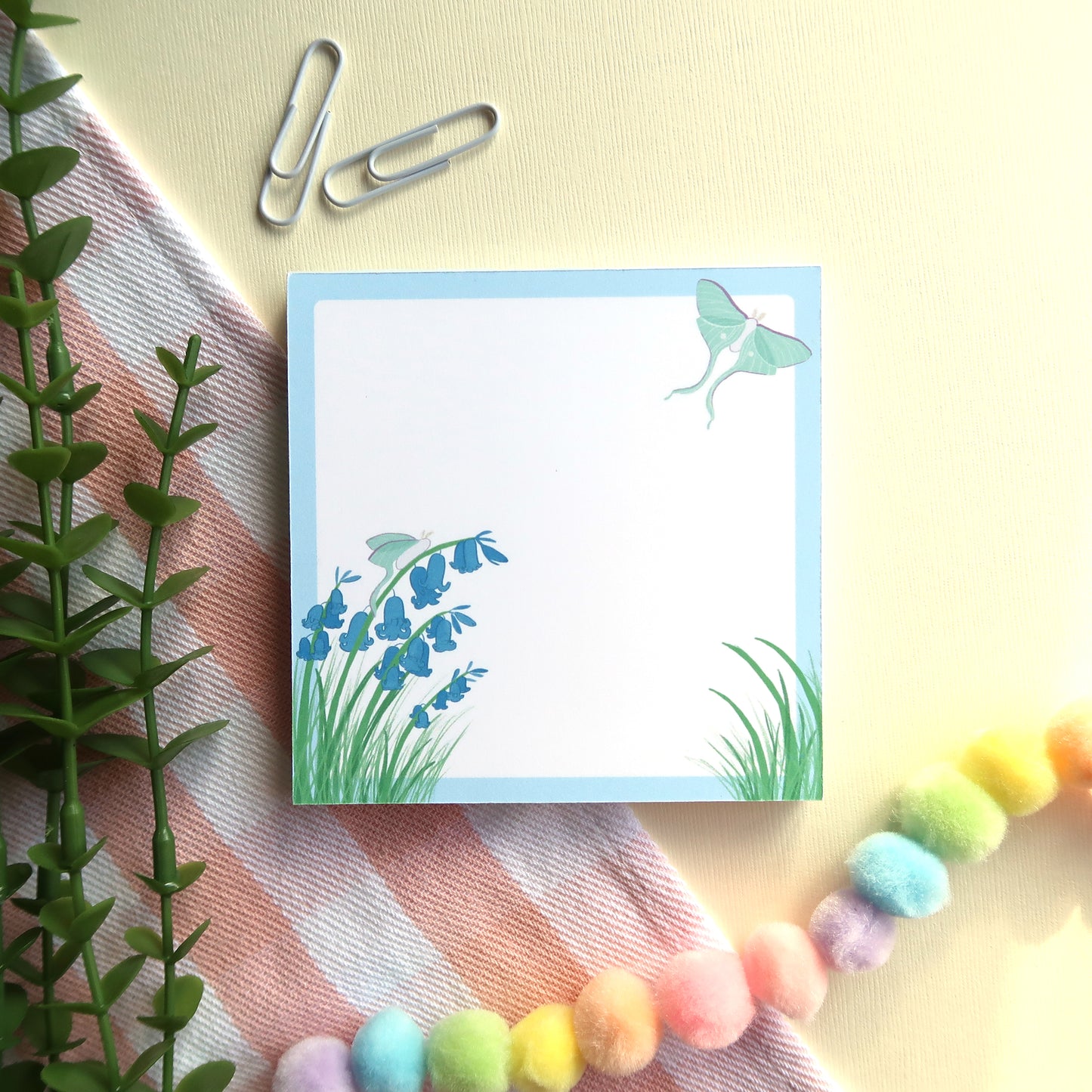Bluebells and Luna Moths Square Notepad - Stationery