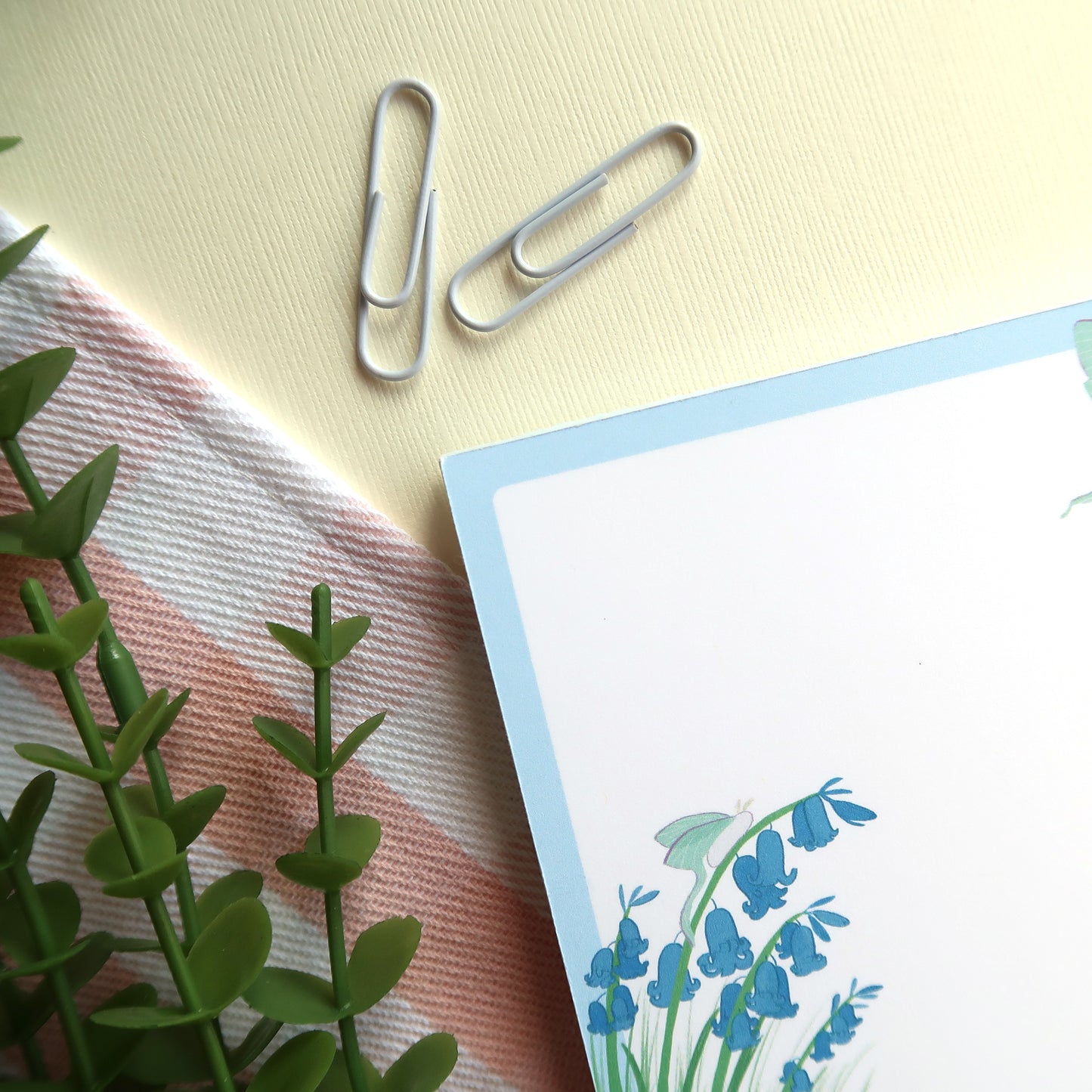 Bluebells and Luna Moths Square Notepad - Stationery