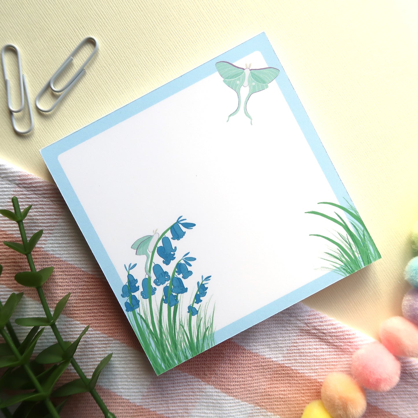Bluebells and Luna Moths Square Notepad - Stationery