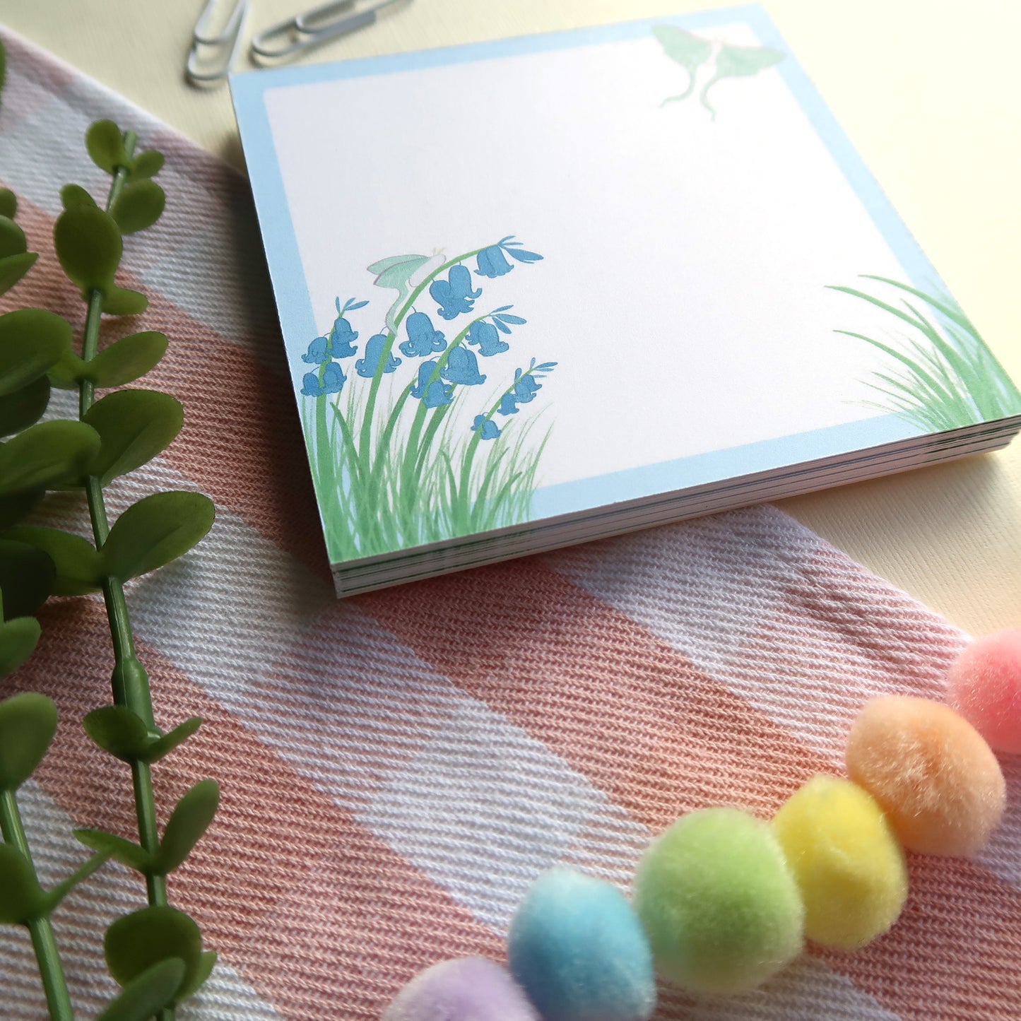 Bluebells and Luna Moths Square Notepad - Stationery