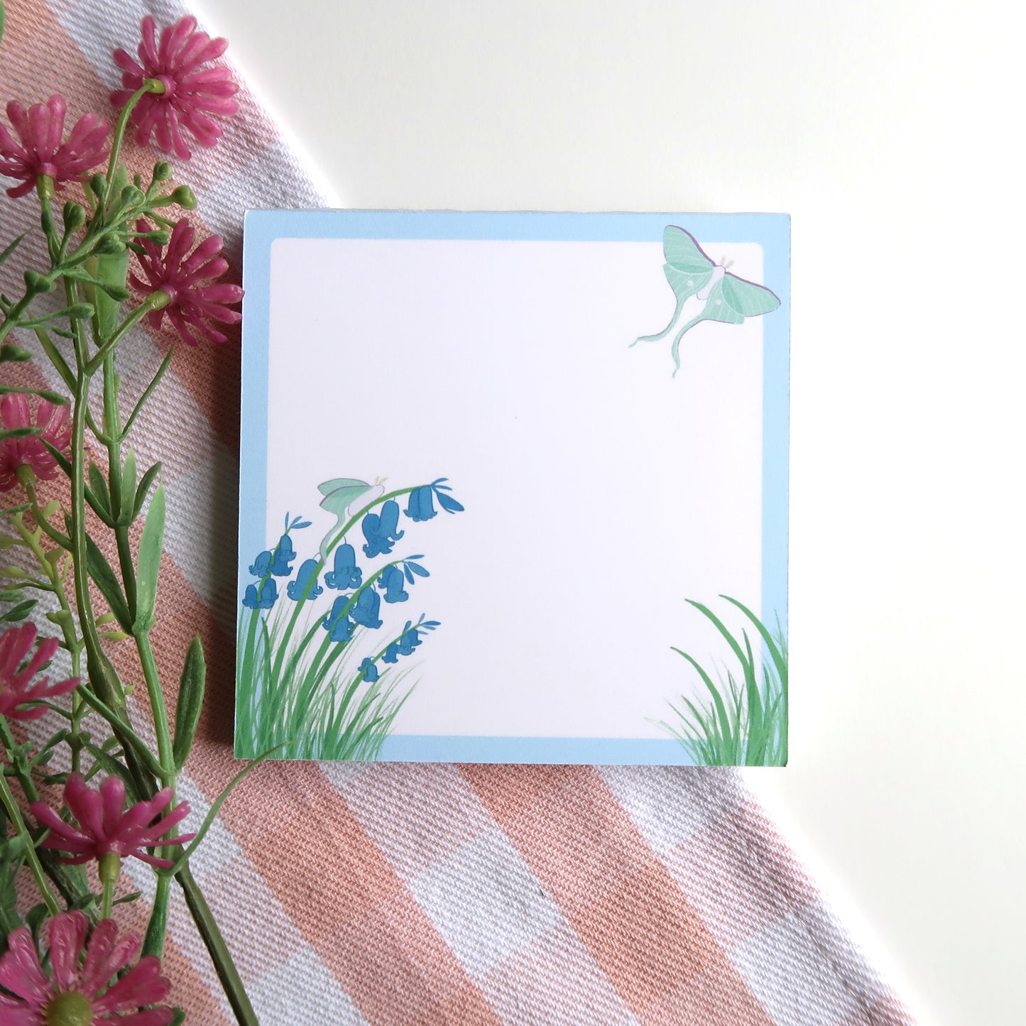 Bluebells and Luna Moths Square Notepad - Stationery