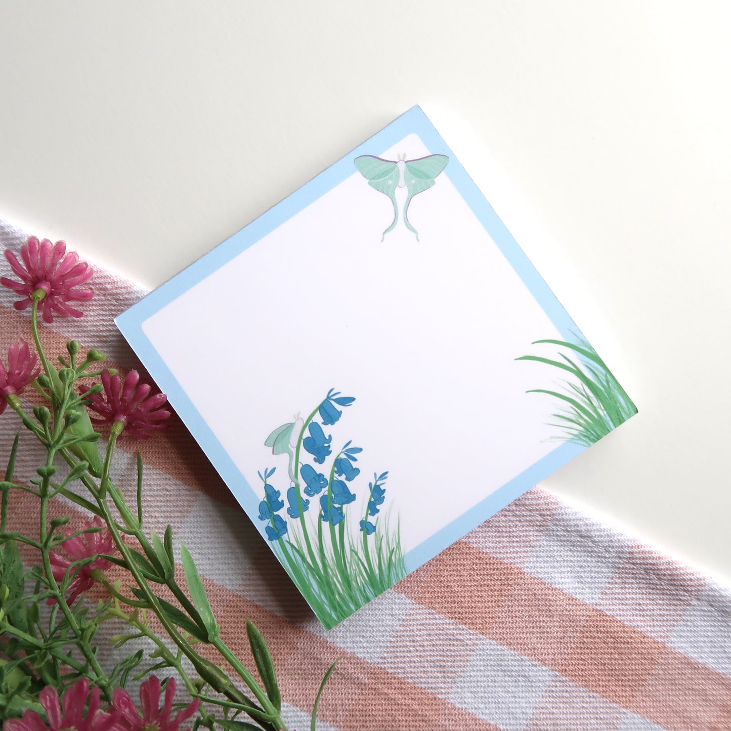 Bluebells and Luna Moths Square Notepad - Stationery