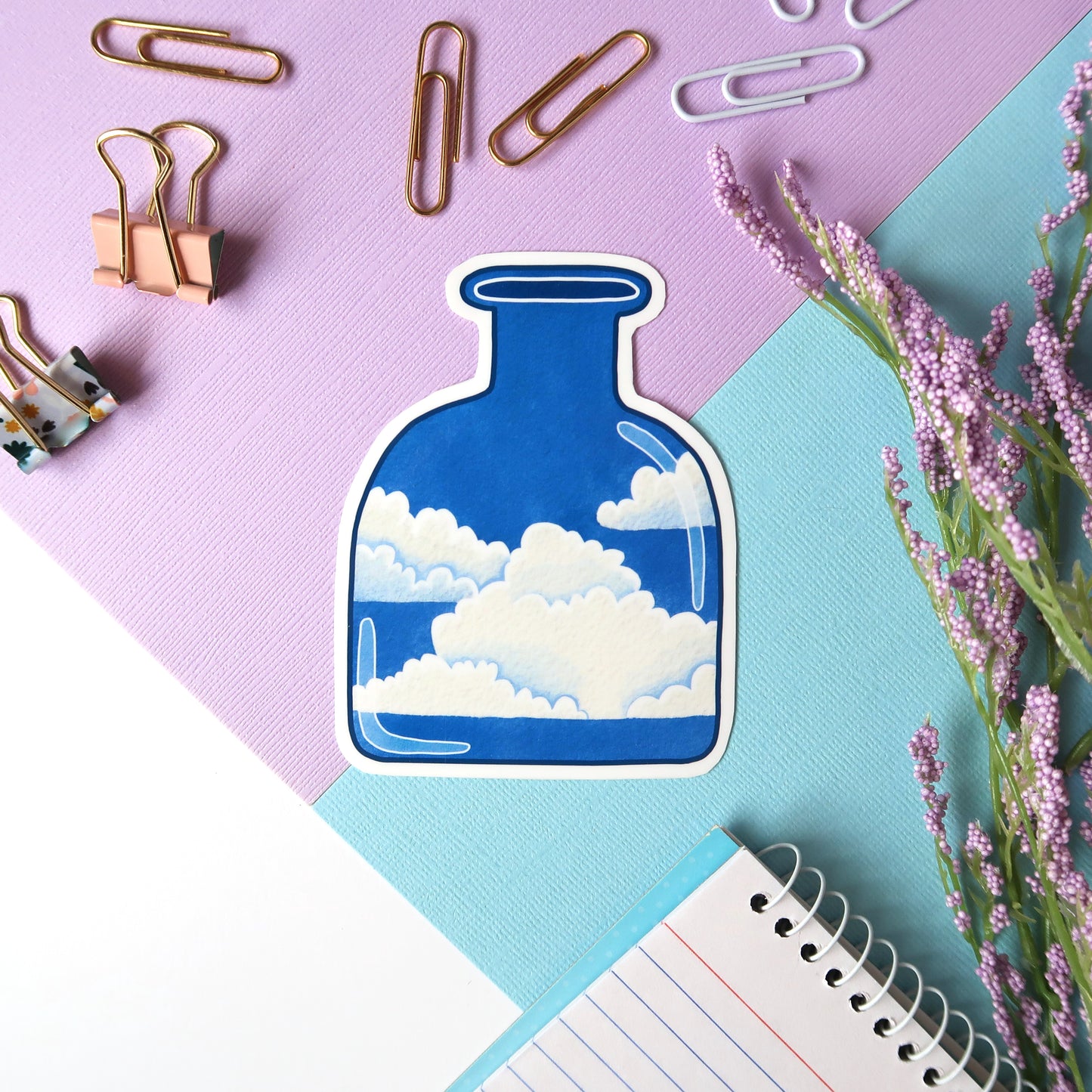 Cloudy Blue Sky Jar Glossy Vinyl Die Cut Sticker