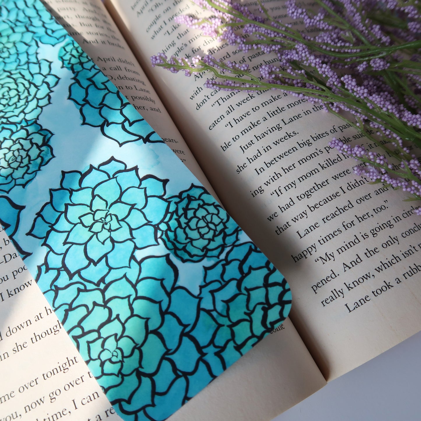 Blue Succulents Botanical Bookmark