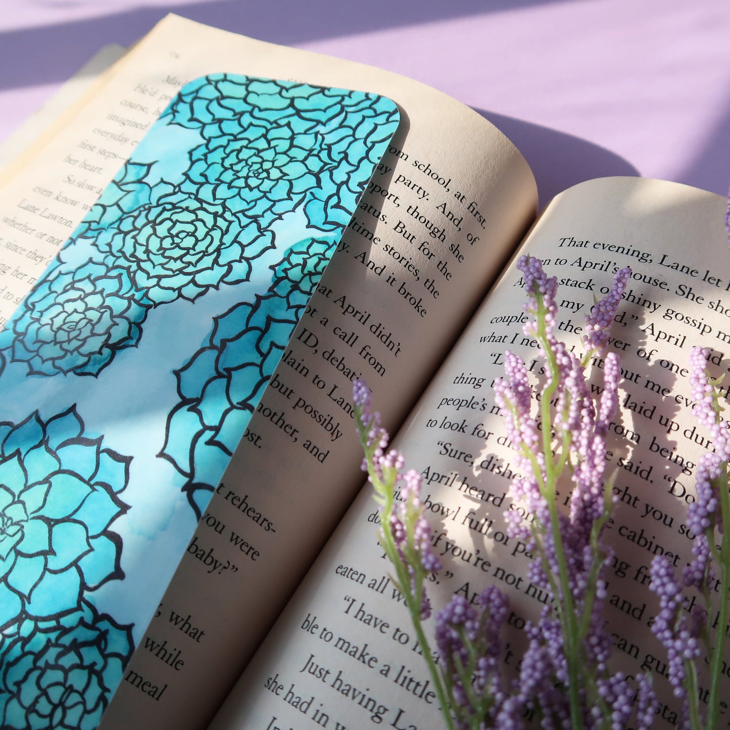 Blue Succulents Botanical Bookmark