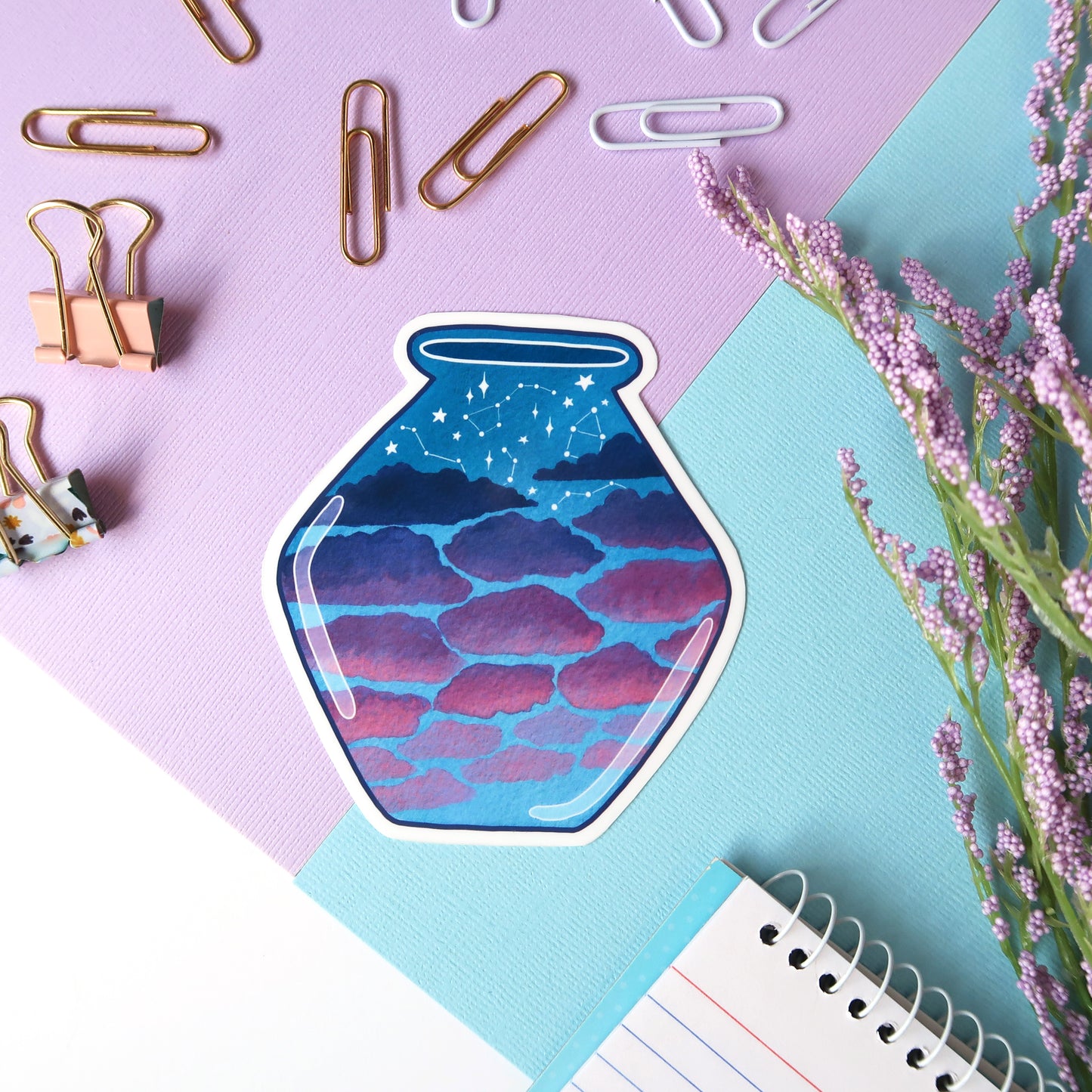 Constellation Night Sky Jar Glossy Vinyl Die Cut Sticker