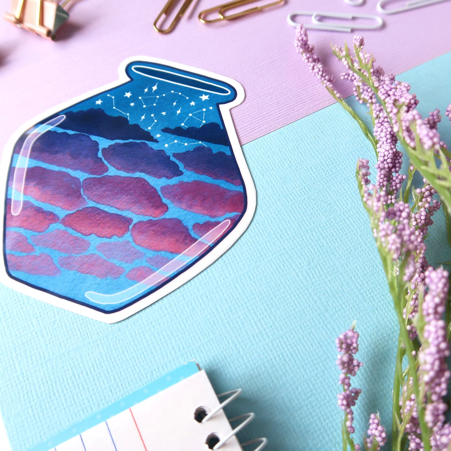 Constellation Night Sky Jar Glossy Vinyl Die Cut Sticker