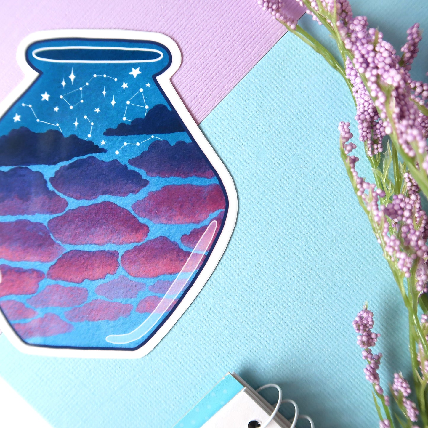 Constellation Night Sky Jar Glossy Vinyl Die Cut Sticker