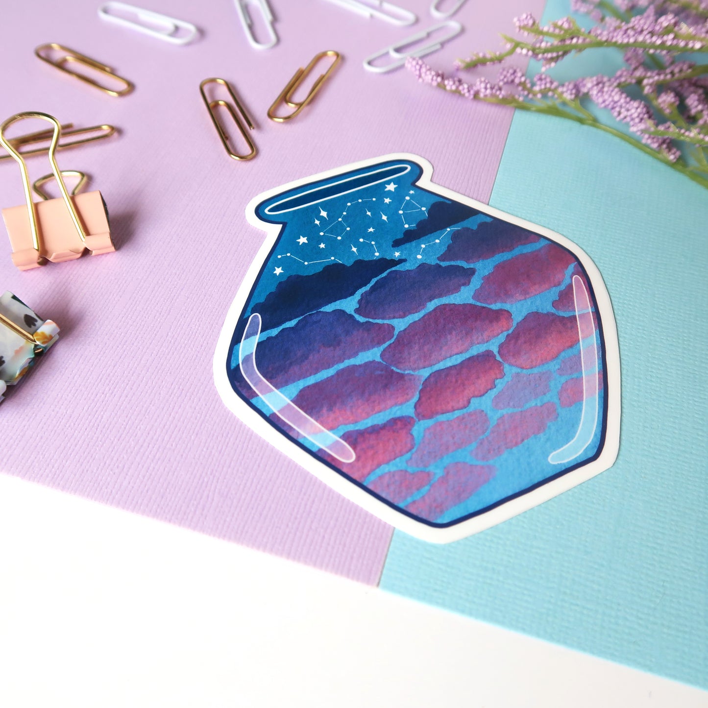 Constellation Night Sky Jar Glossy Vinyl Die Cut Sticker