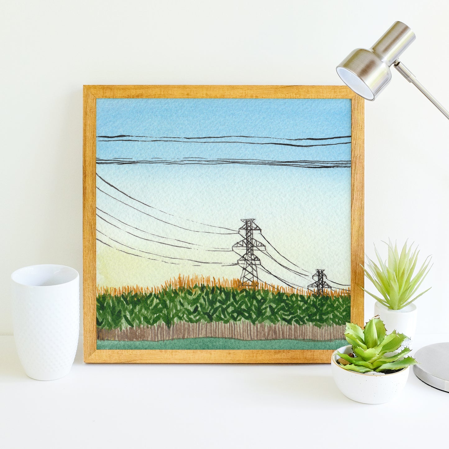 Afternoon Cornfields - Watercolor Sky Art Print