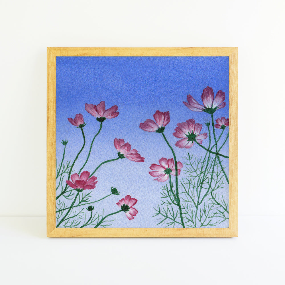 Cosmos at Sunset - Watercolor Sky Art Print