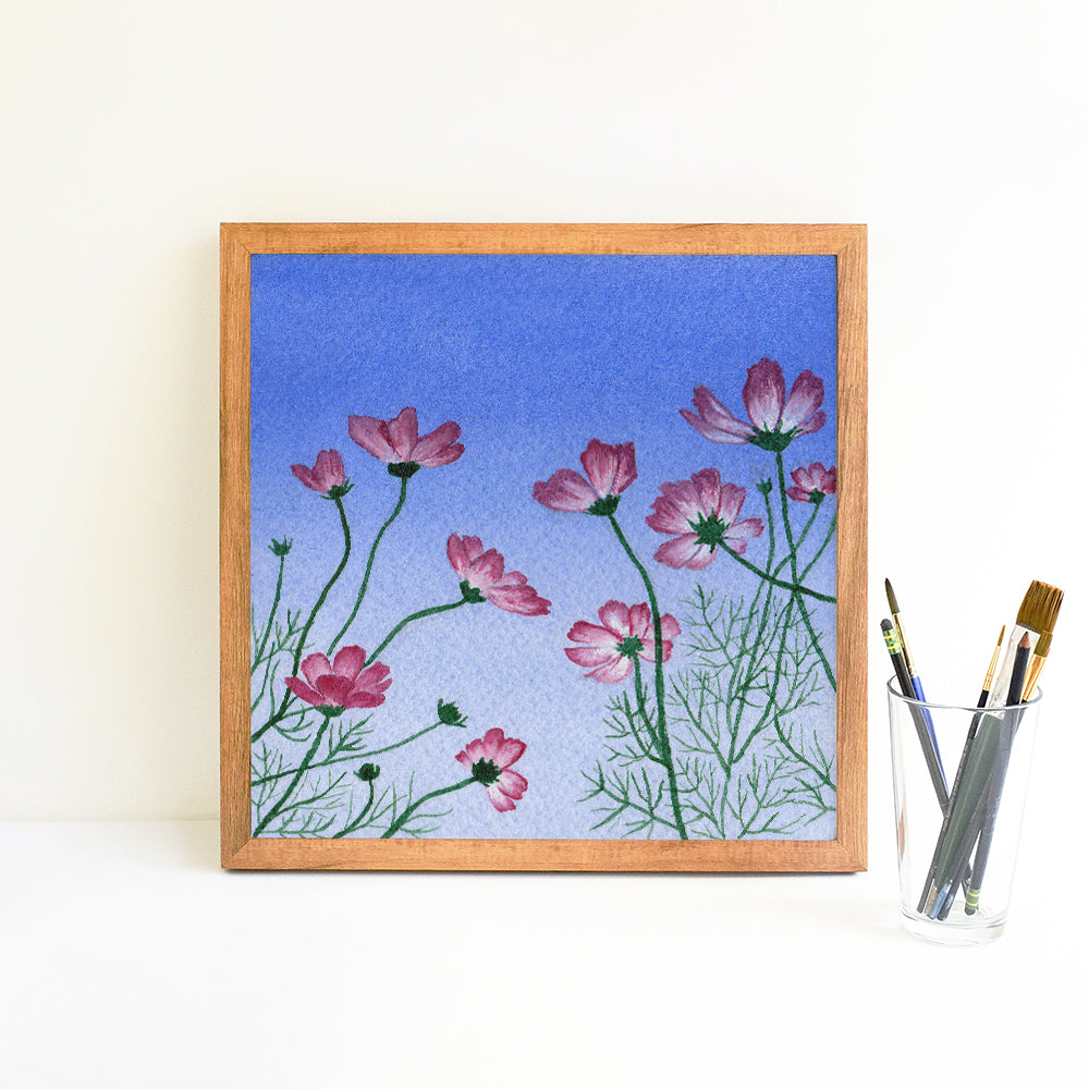 Cosmos at Sunset - Watercolor Sky Art Print