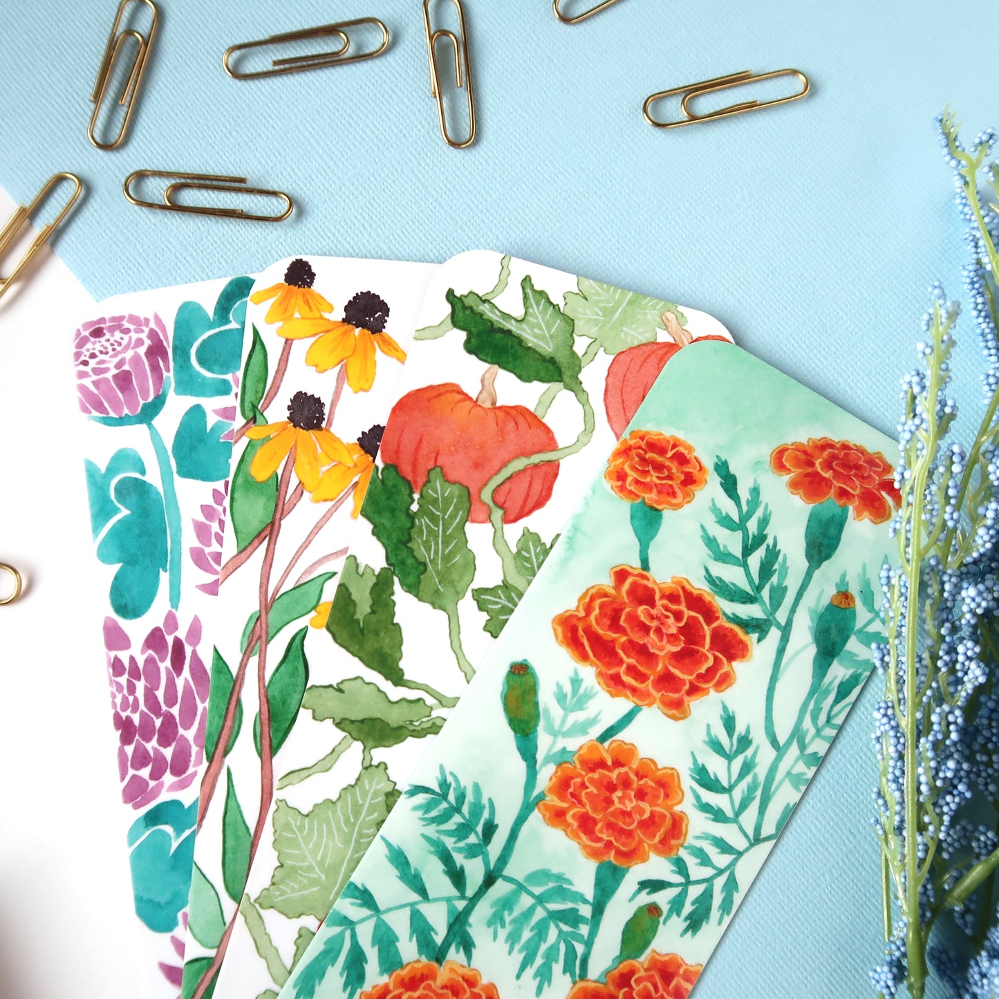 Fall Florals Bookmark Bundle - Set of Four