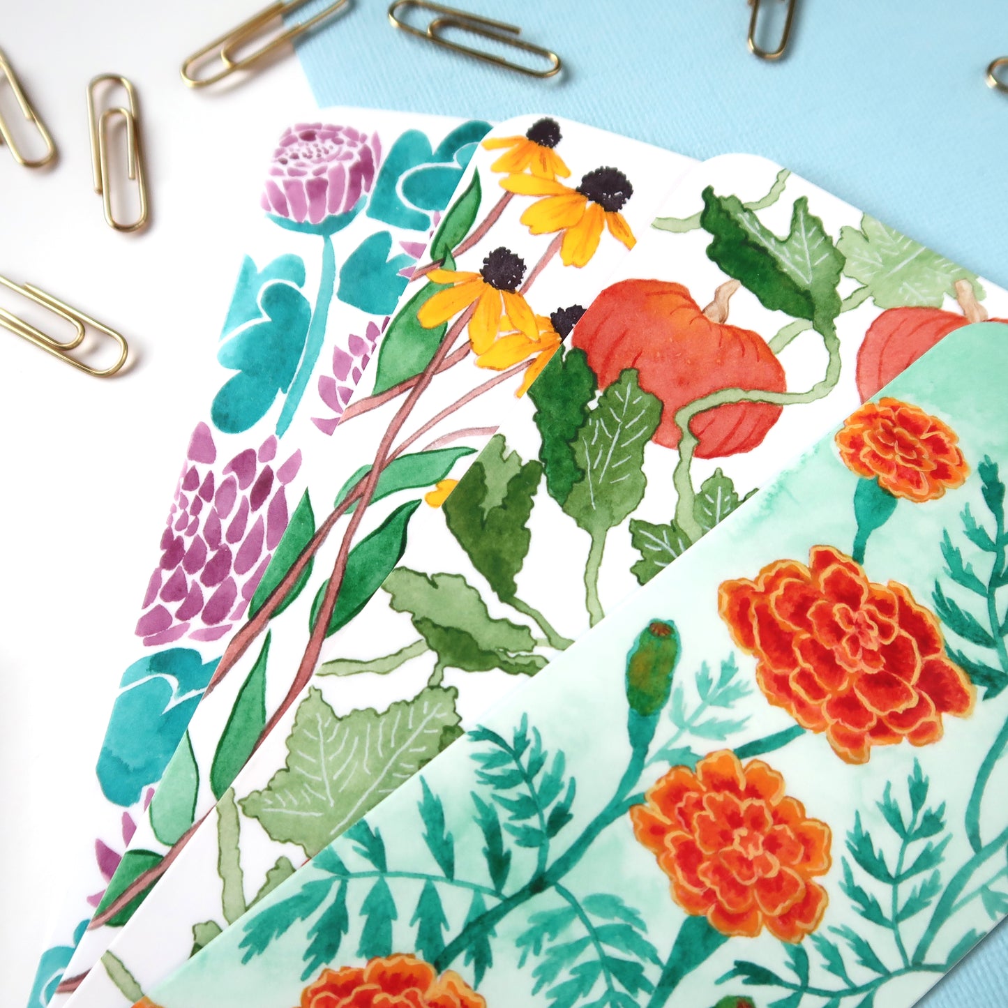 Fall Florals Bookmark Bundle - Set of Four