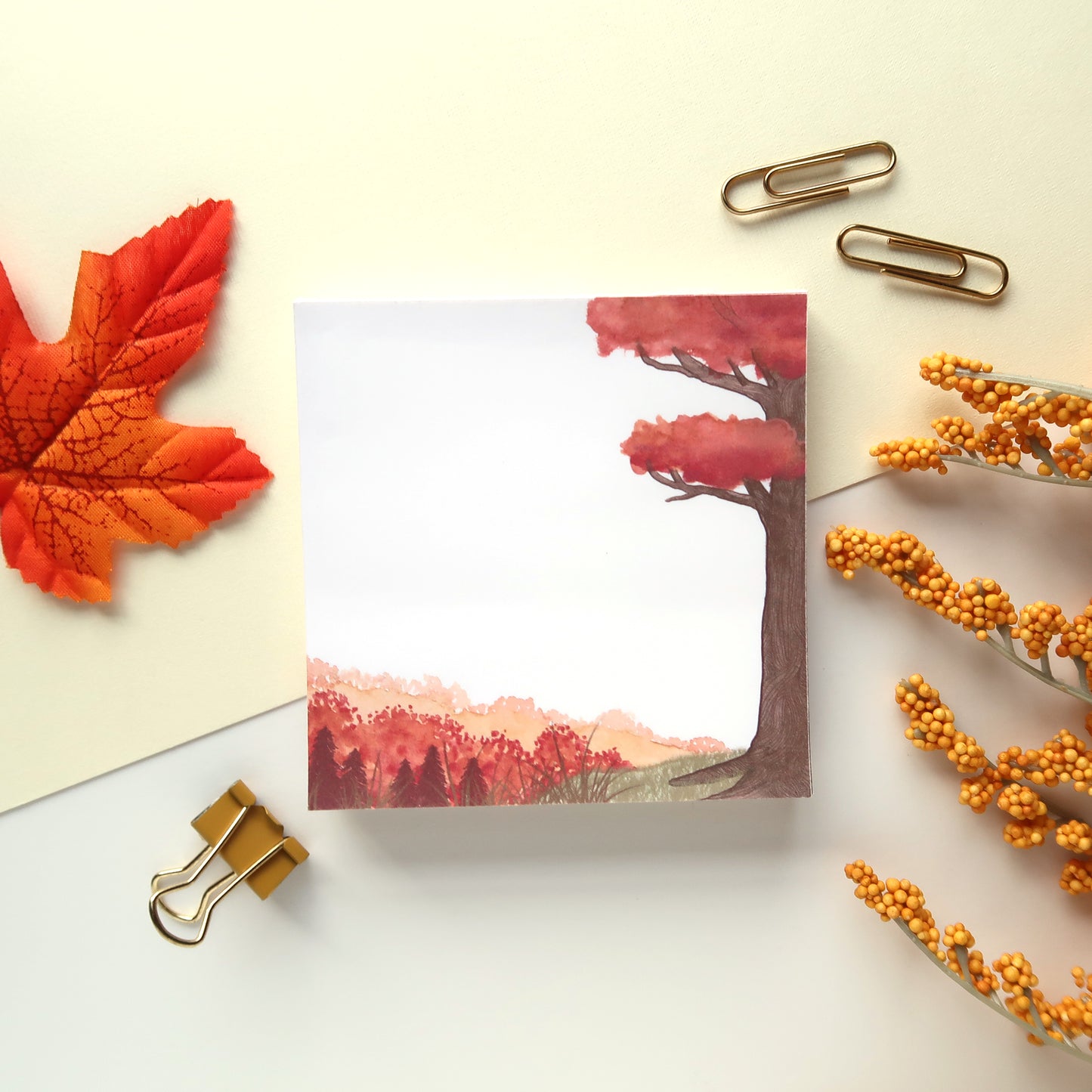 Fall Scene Square Notepad - Stationery