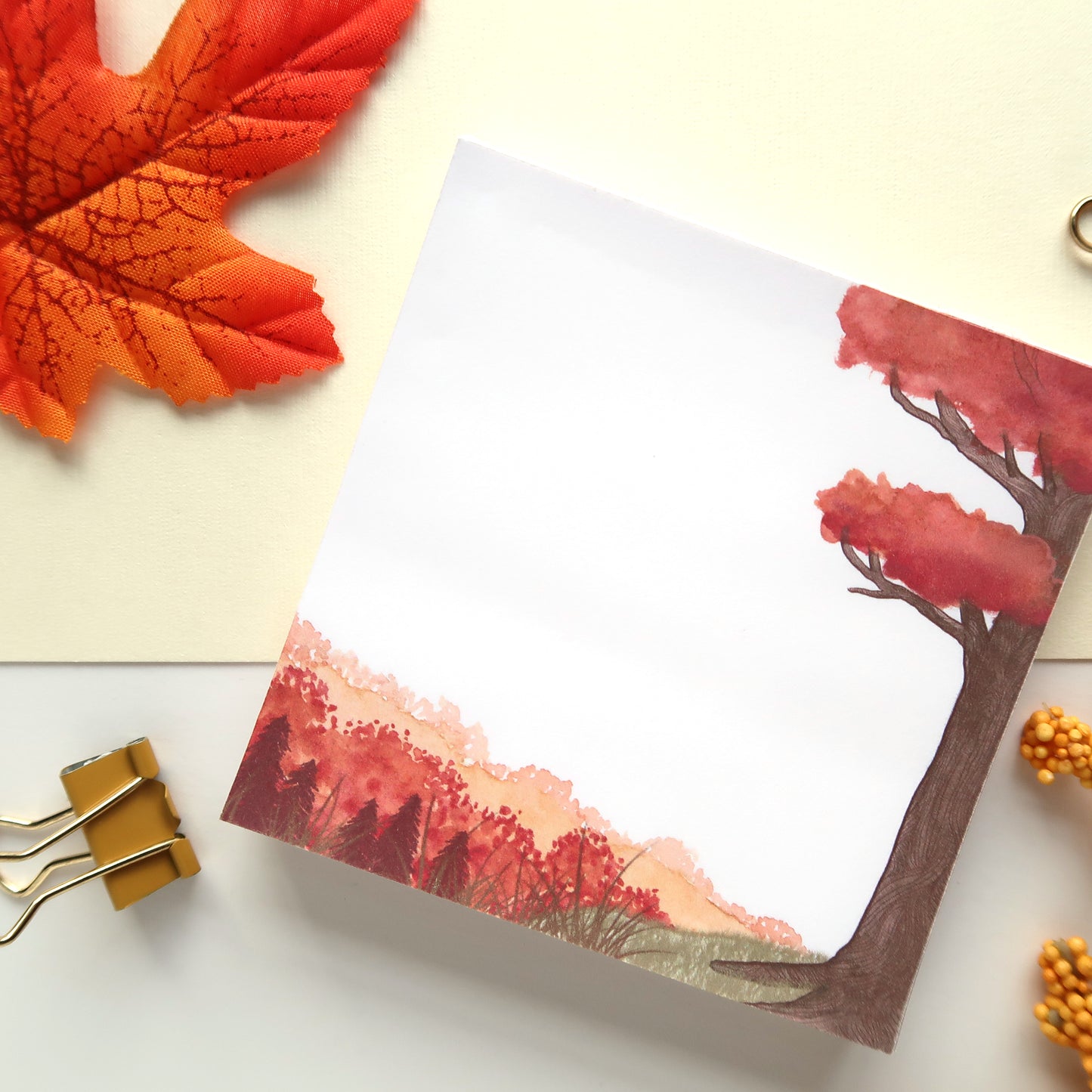Fall Scene Square Notepad - Stationery