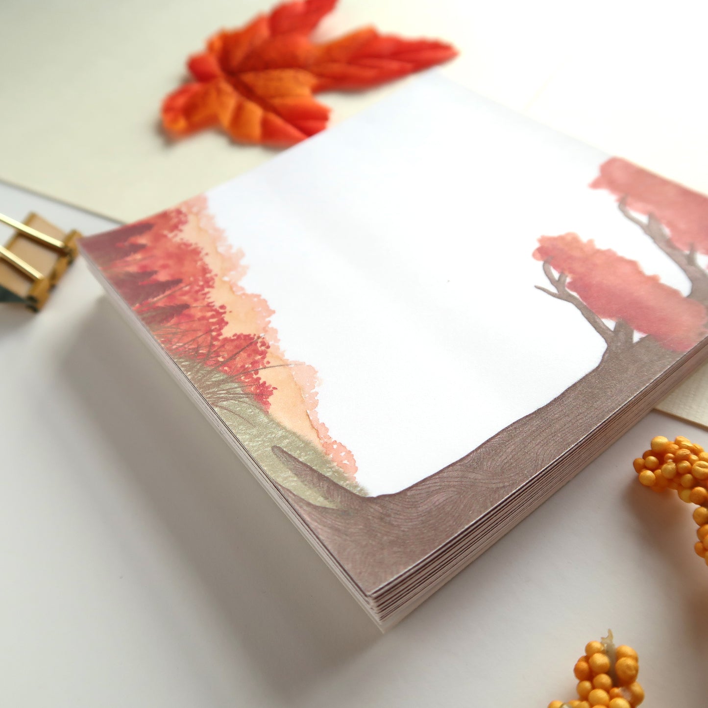 Fall Scene Square Notepad - Stationery