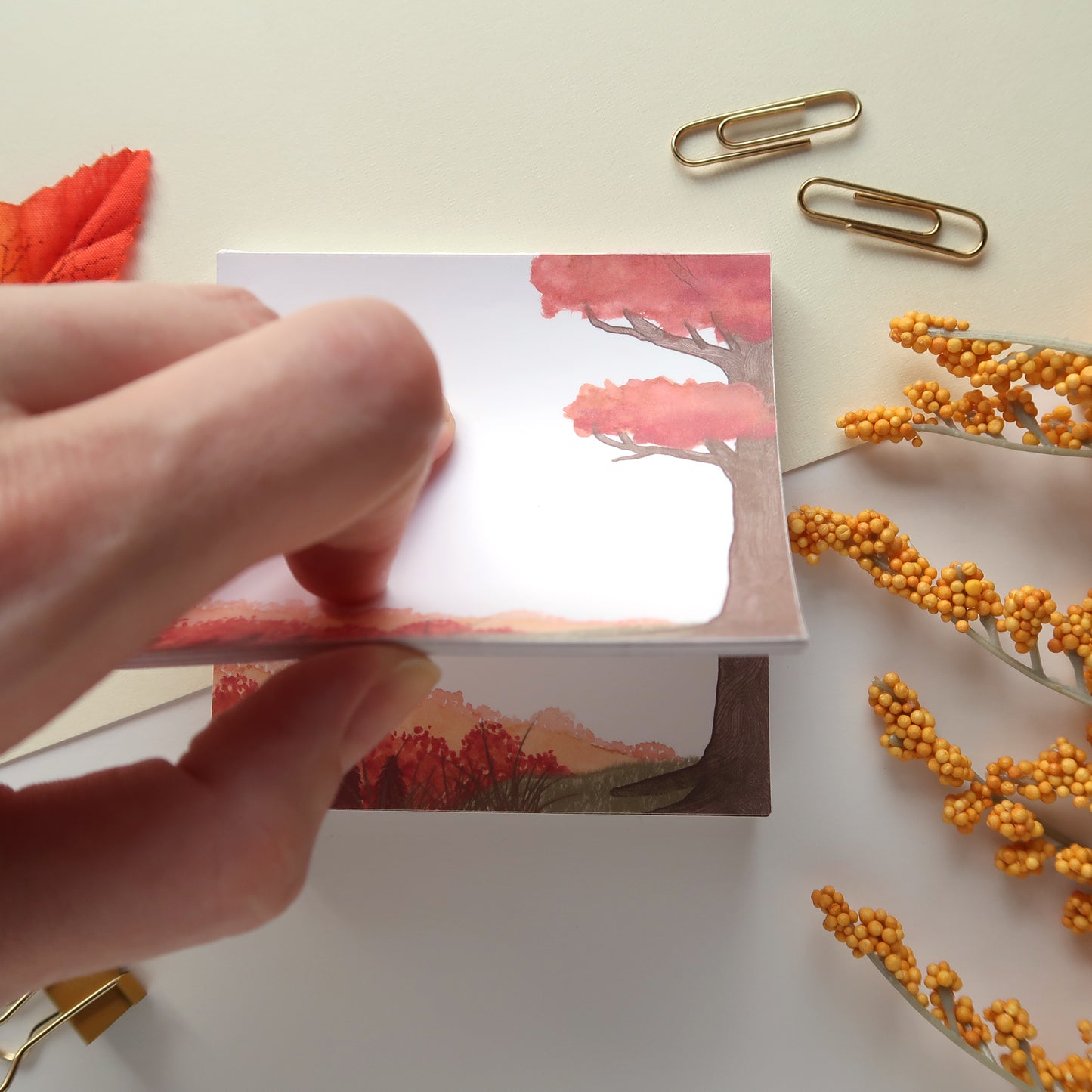 Fall Scene Square Notepad - Stationery