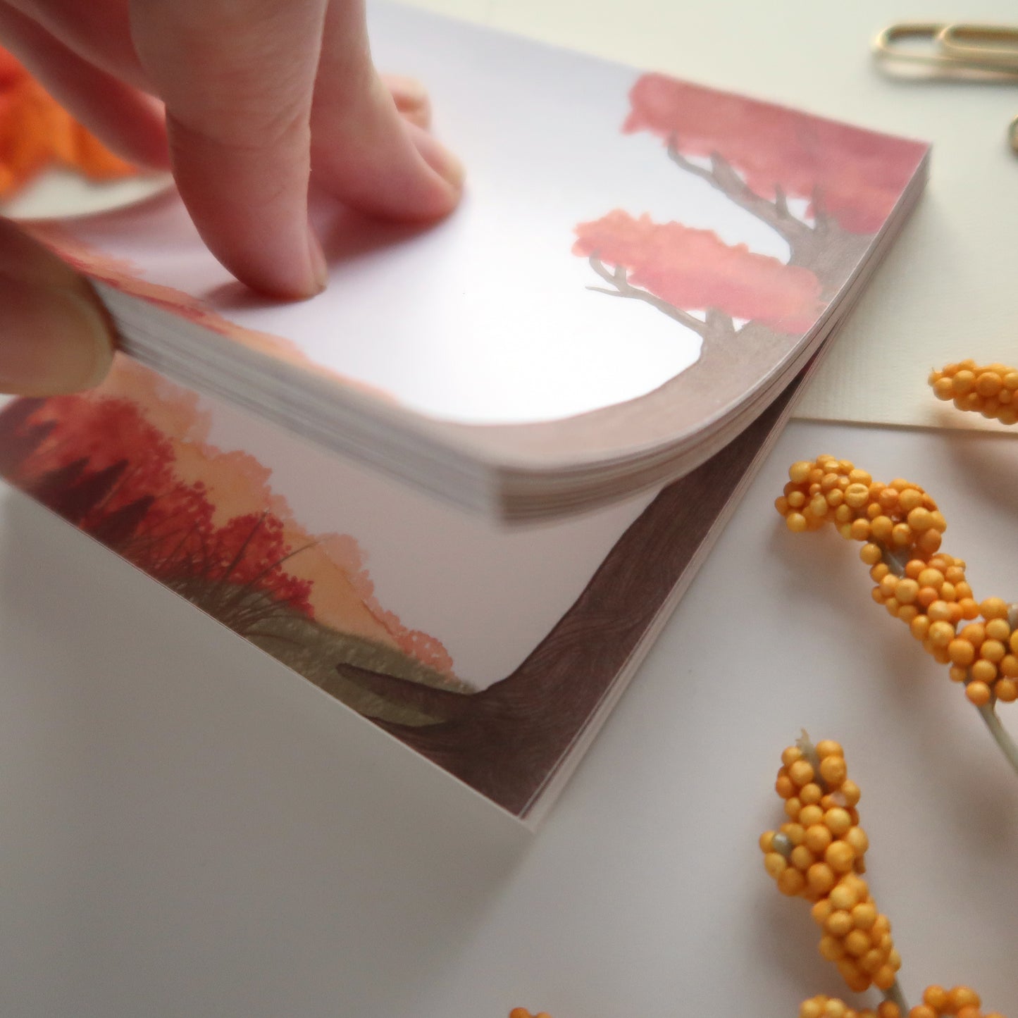 Fall Scene Square Notepad - Stationery