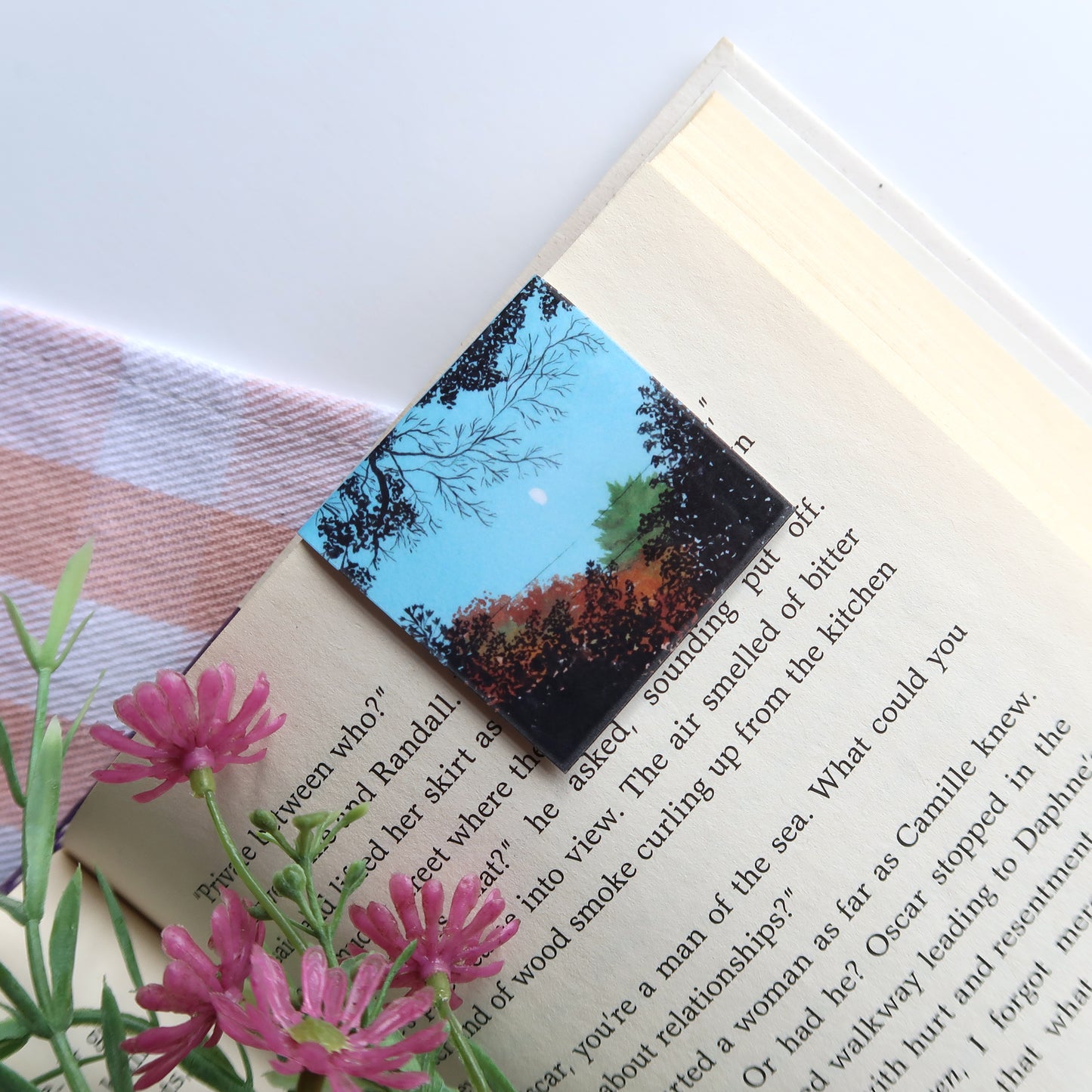 Fall Trees and Crescent Moon - Magnetic Bookmark