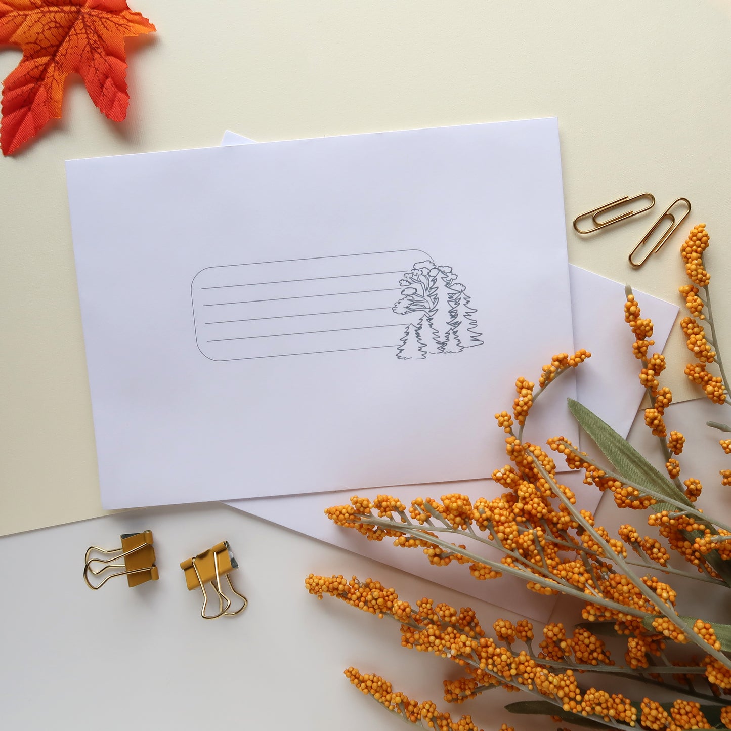 Fall Watercolor Letter Writing Set - Stationery