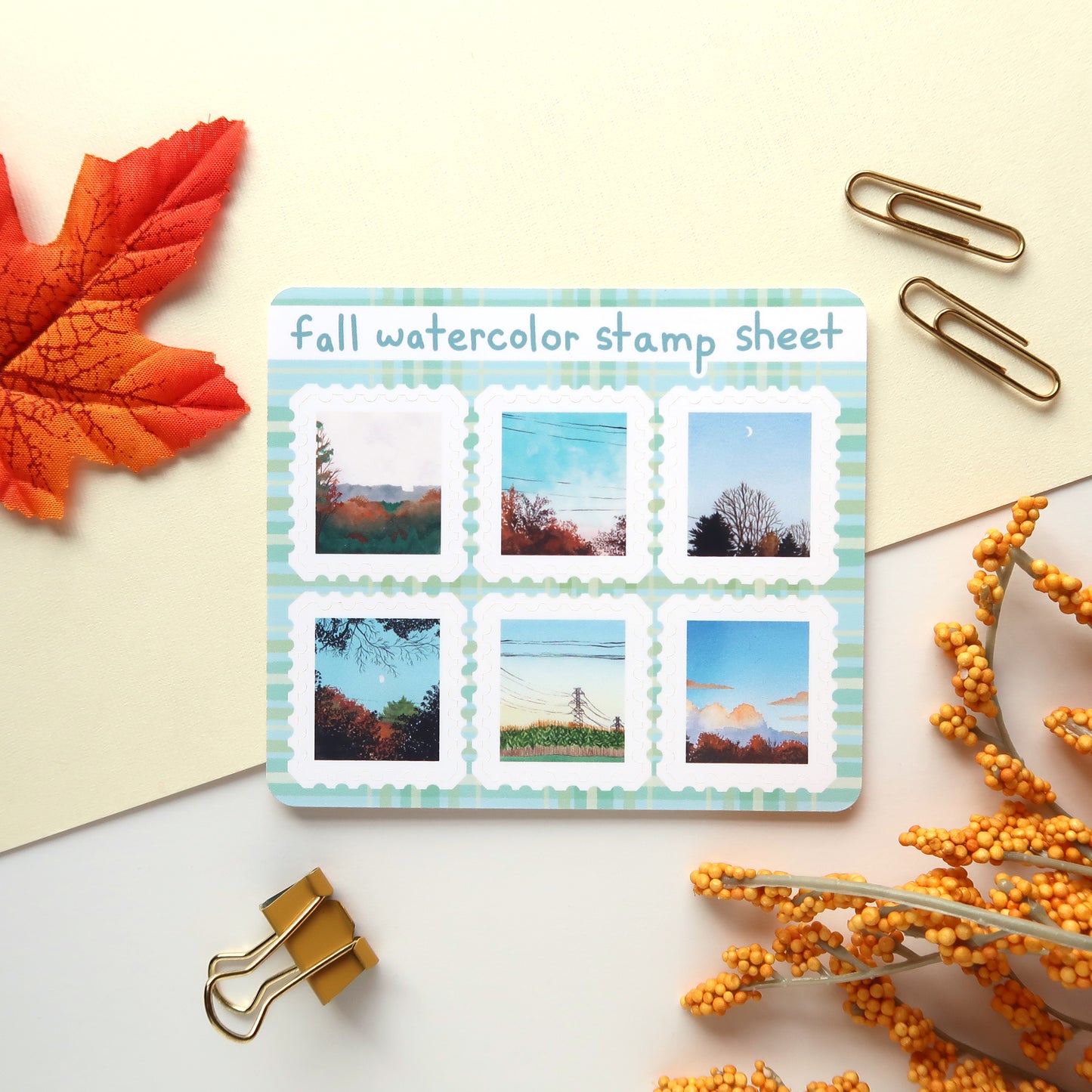 Fall Watercolor Stamps Mini Sticker Sheet