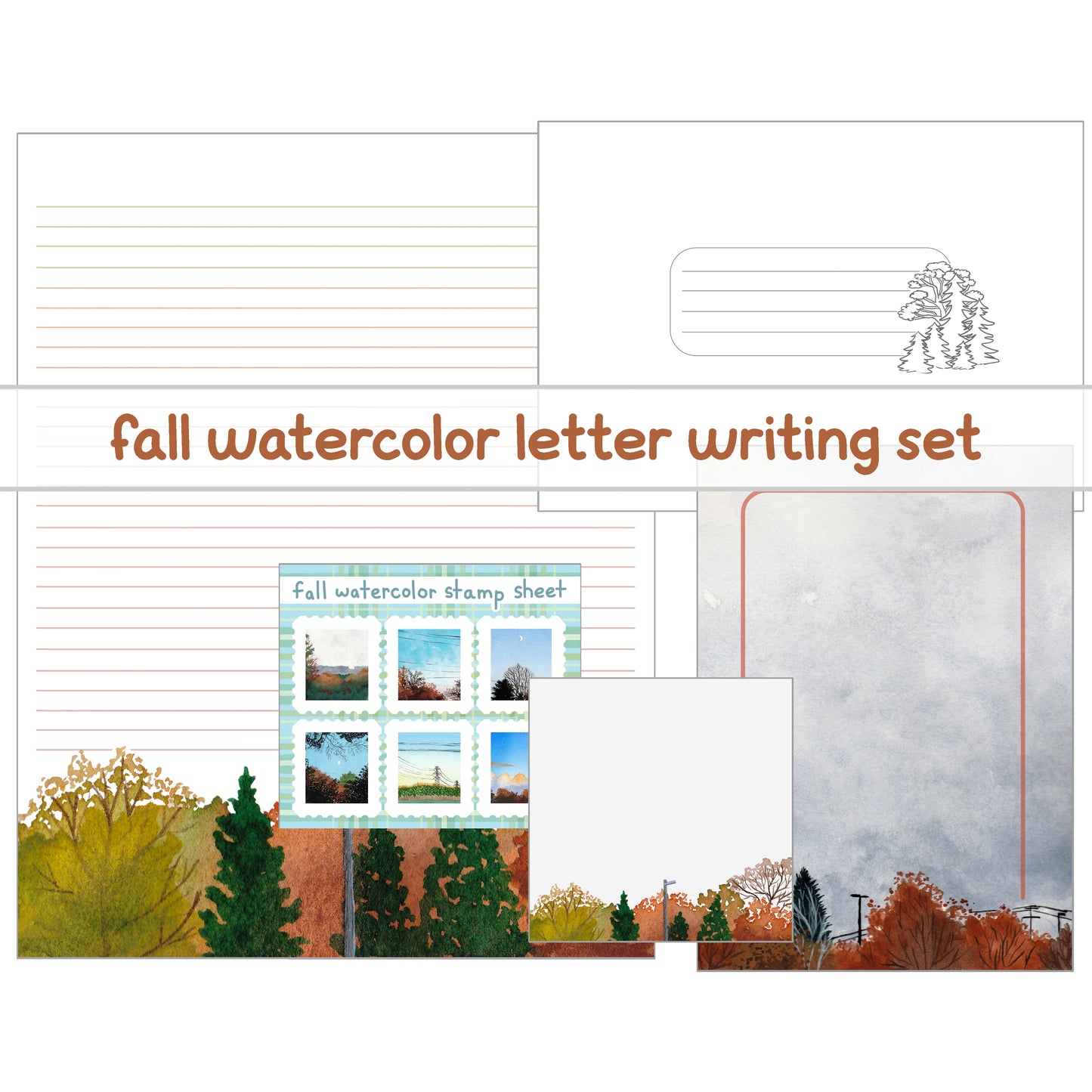 Fall Watercolor Letter Writing Set - Stationery