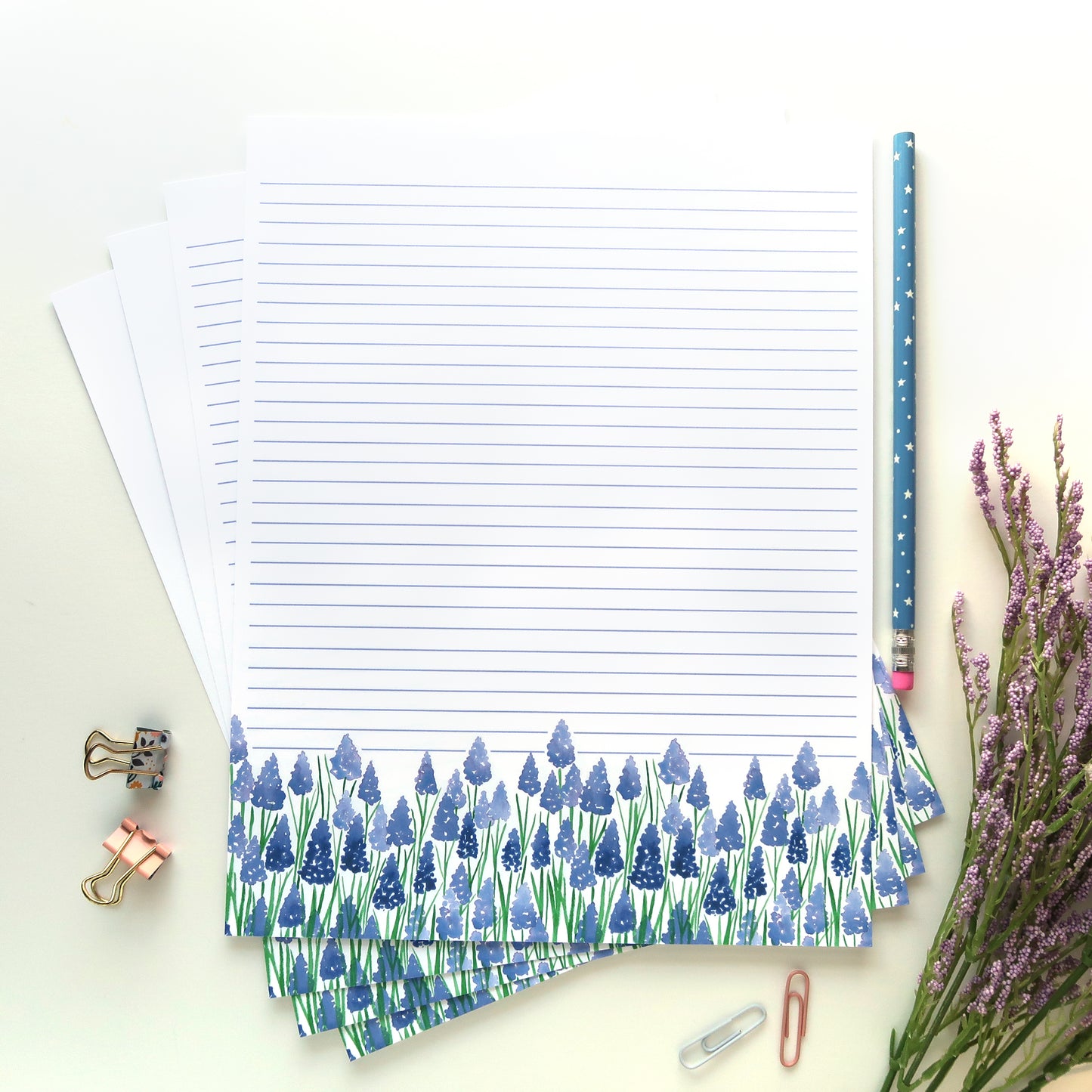 Grape Hyacinths Letter Writing Set - Stationery