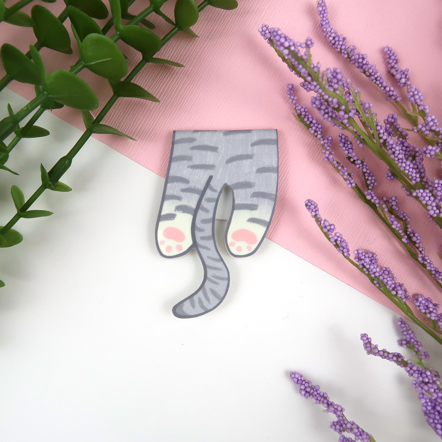 Gray Tabby Foldover - Magnetic Bookmark