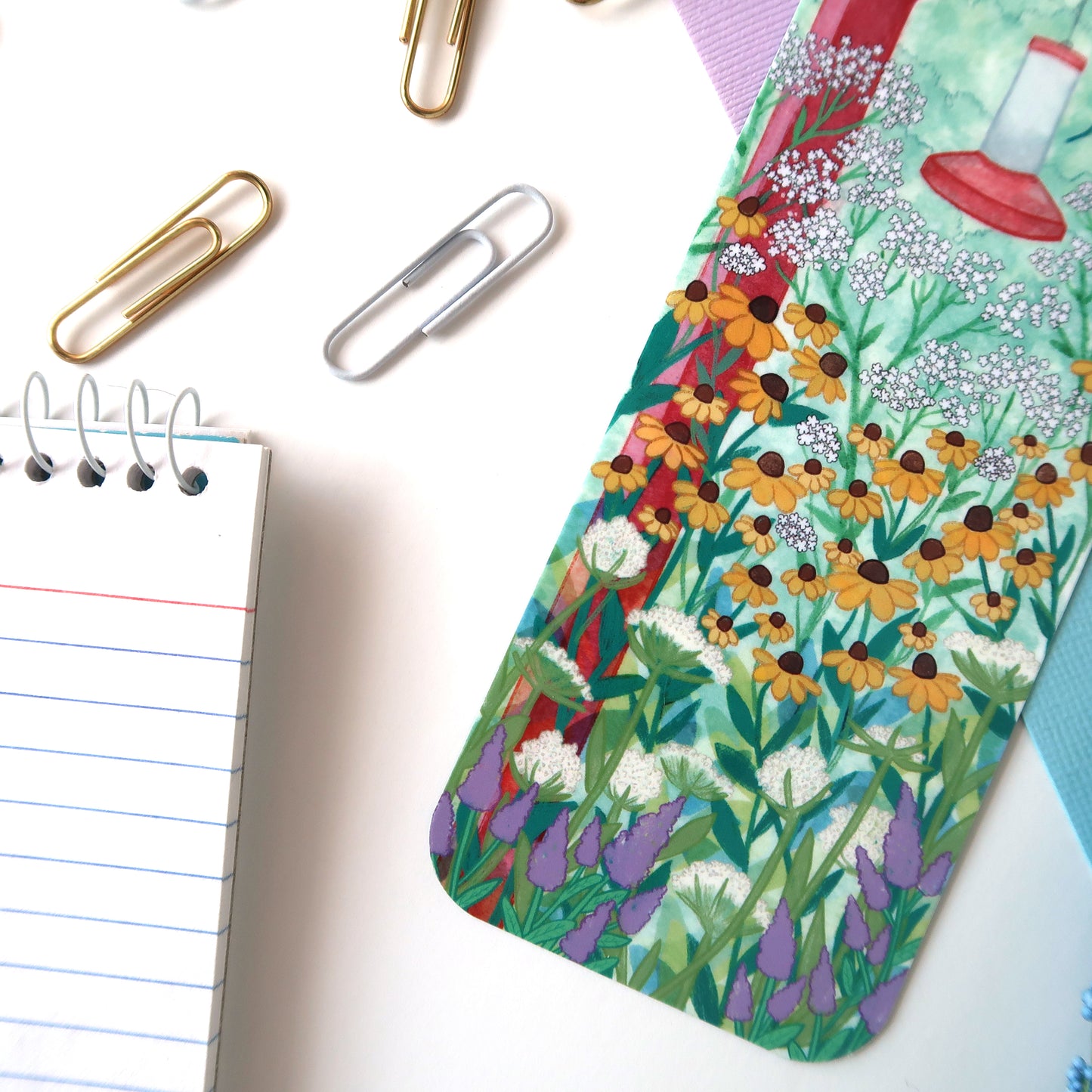 Hummingbird and Flowers Bookmark