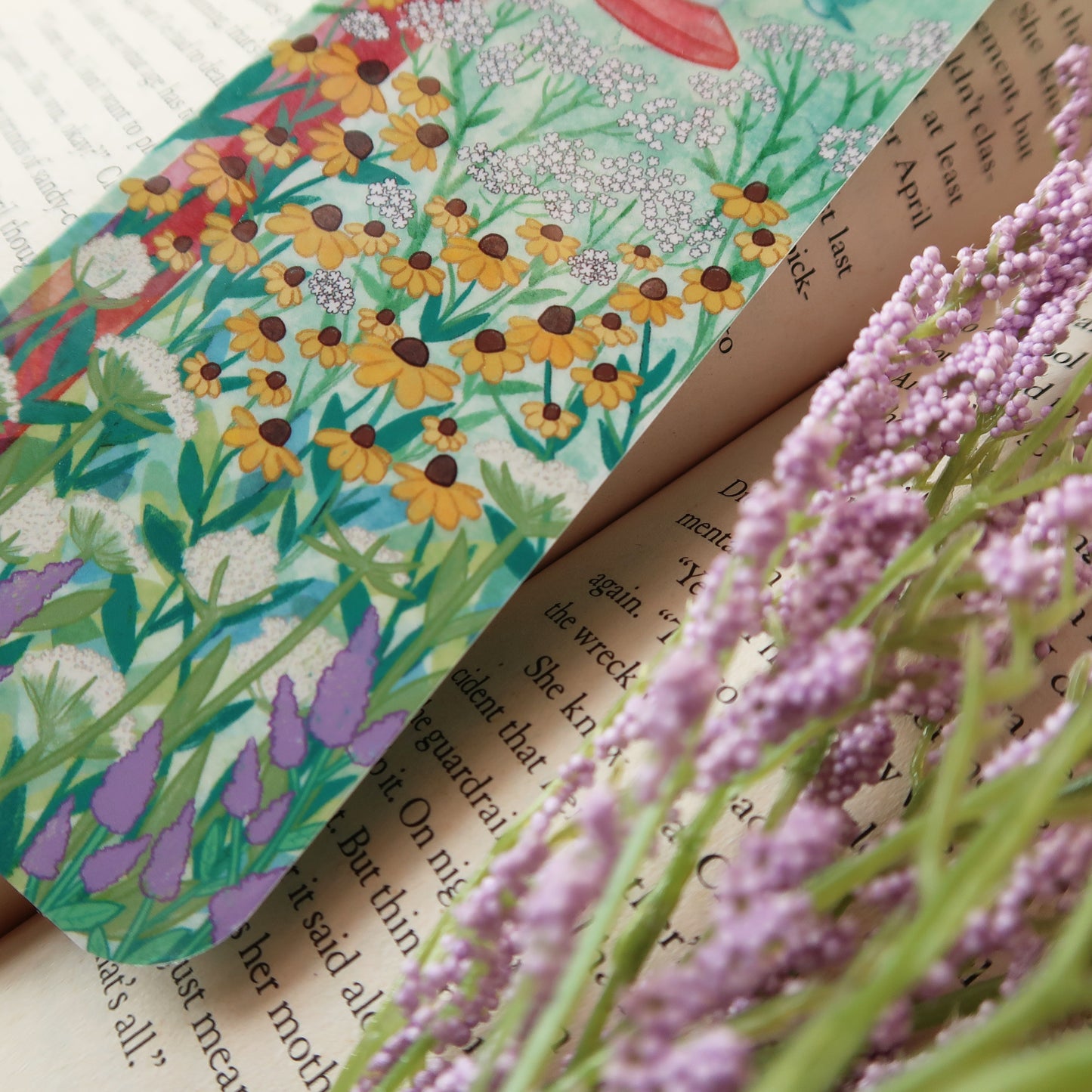 Hummingbird and Flowers Bookmark