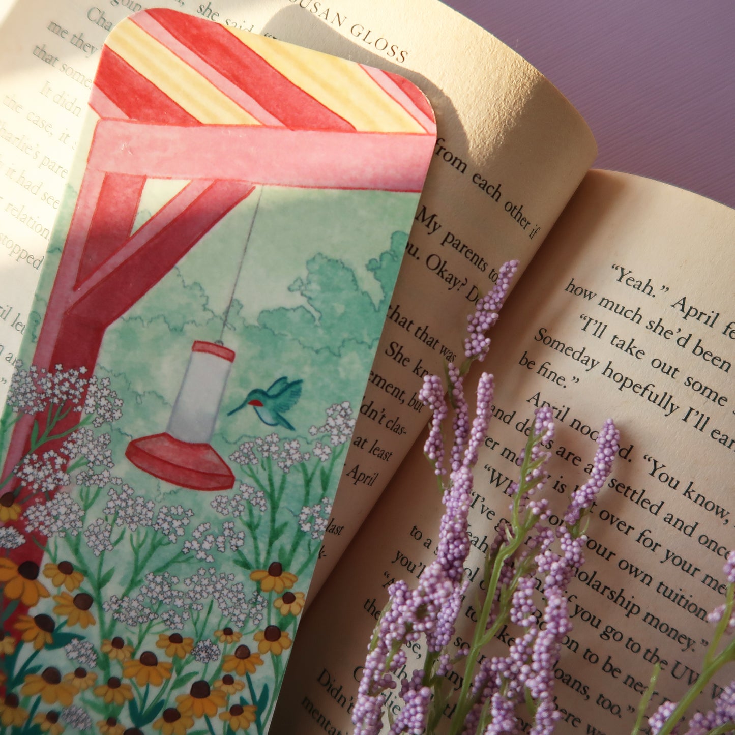 Hummingbird and Flowers Bookmark