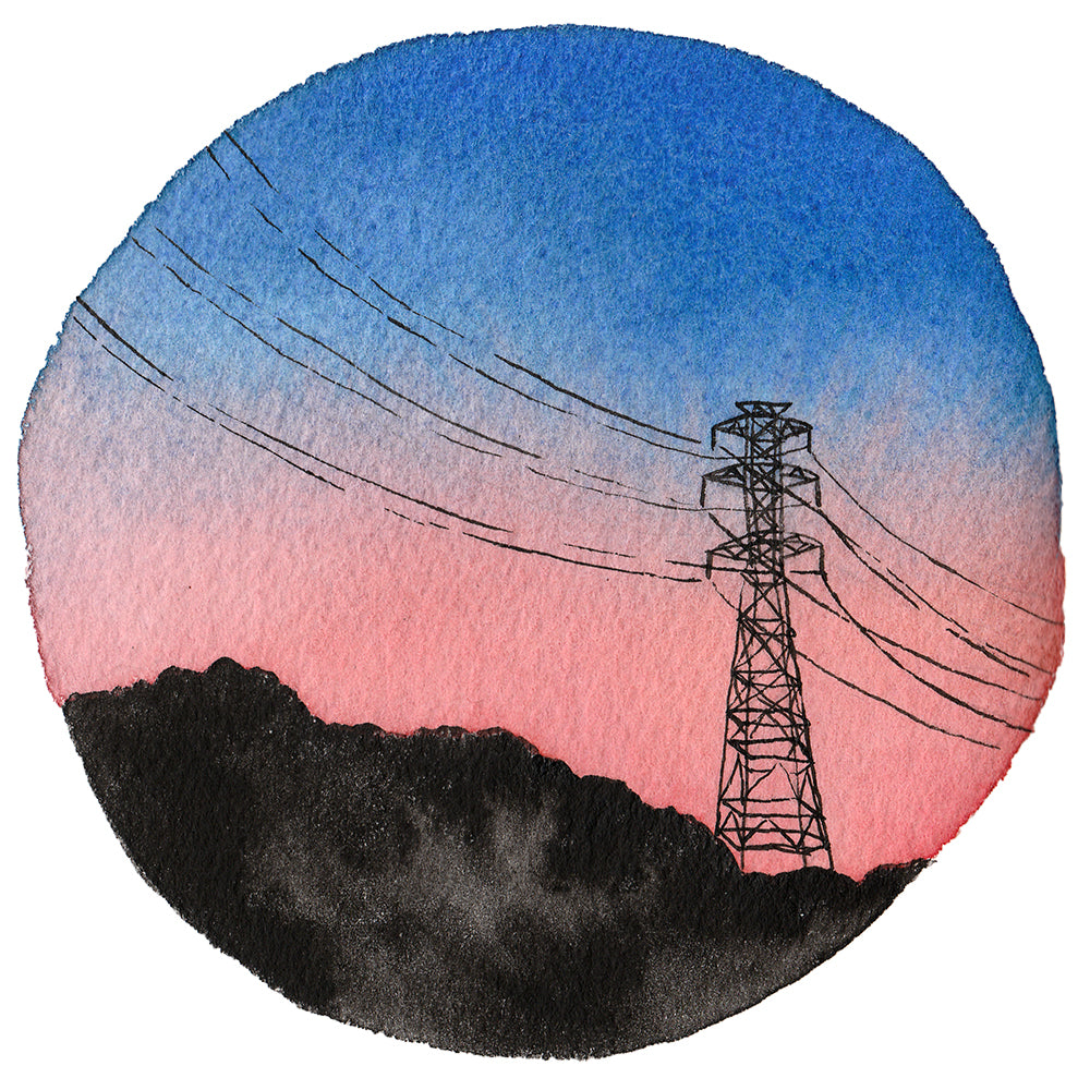 Coral Sunset - Original Watercolor Painting Inktober Day 14