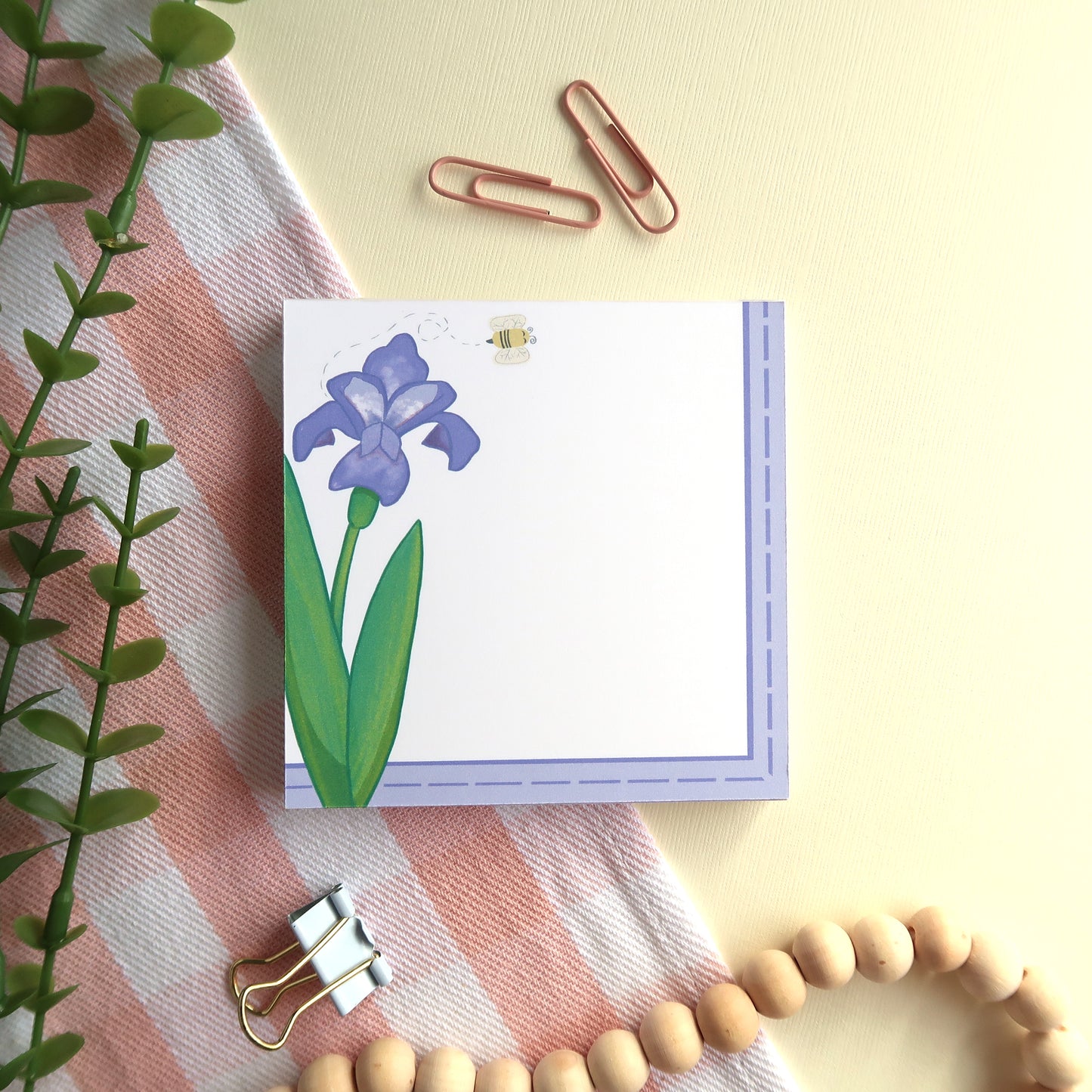 Iris and Bumblebee Square Notepad - Stationery