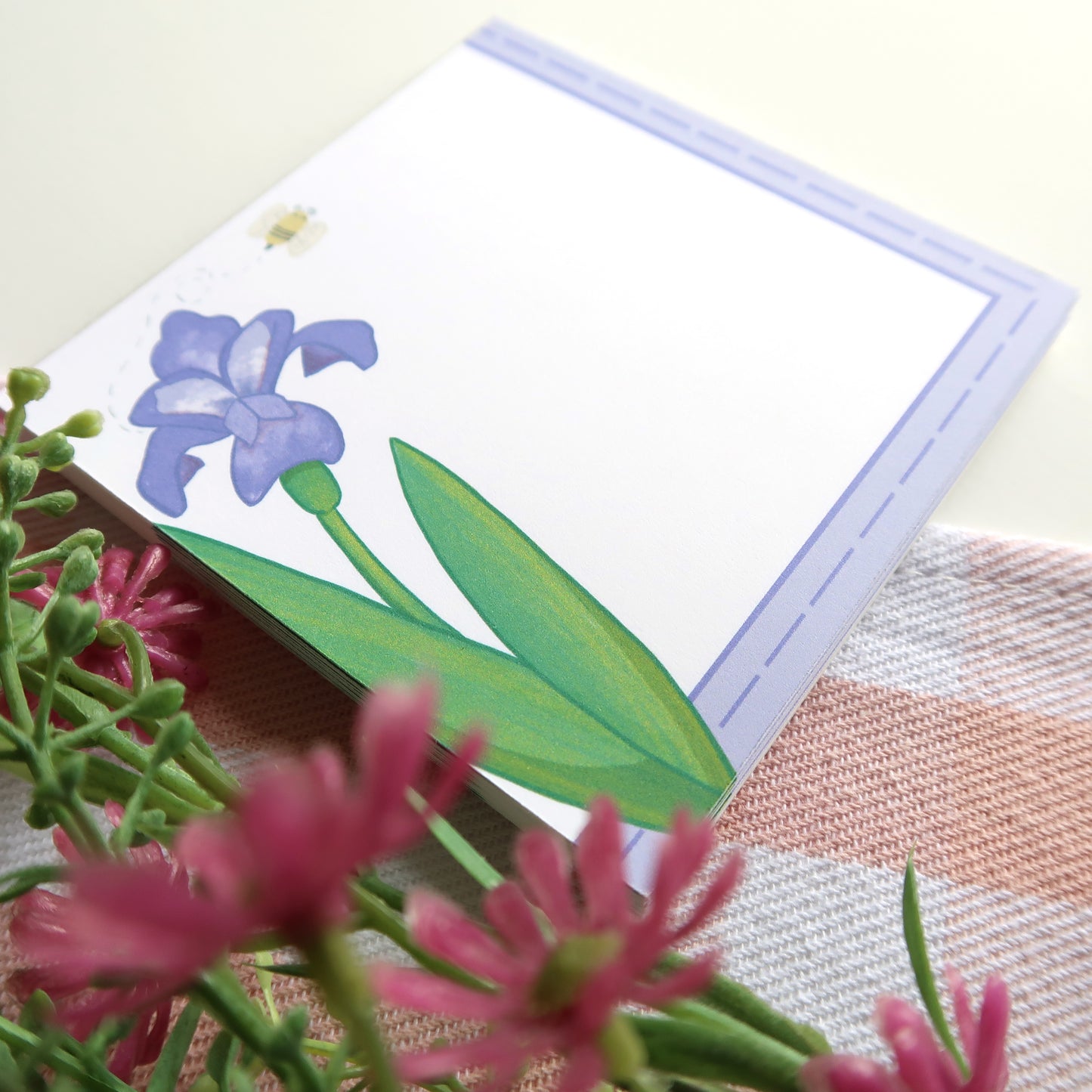Iris and Bumblebee Square Notepad - Stationery