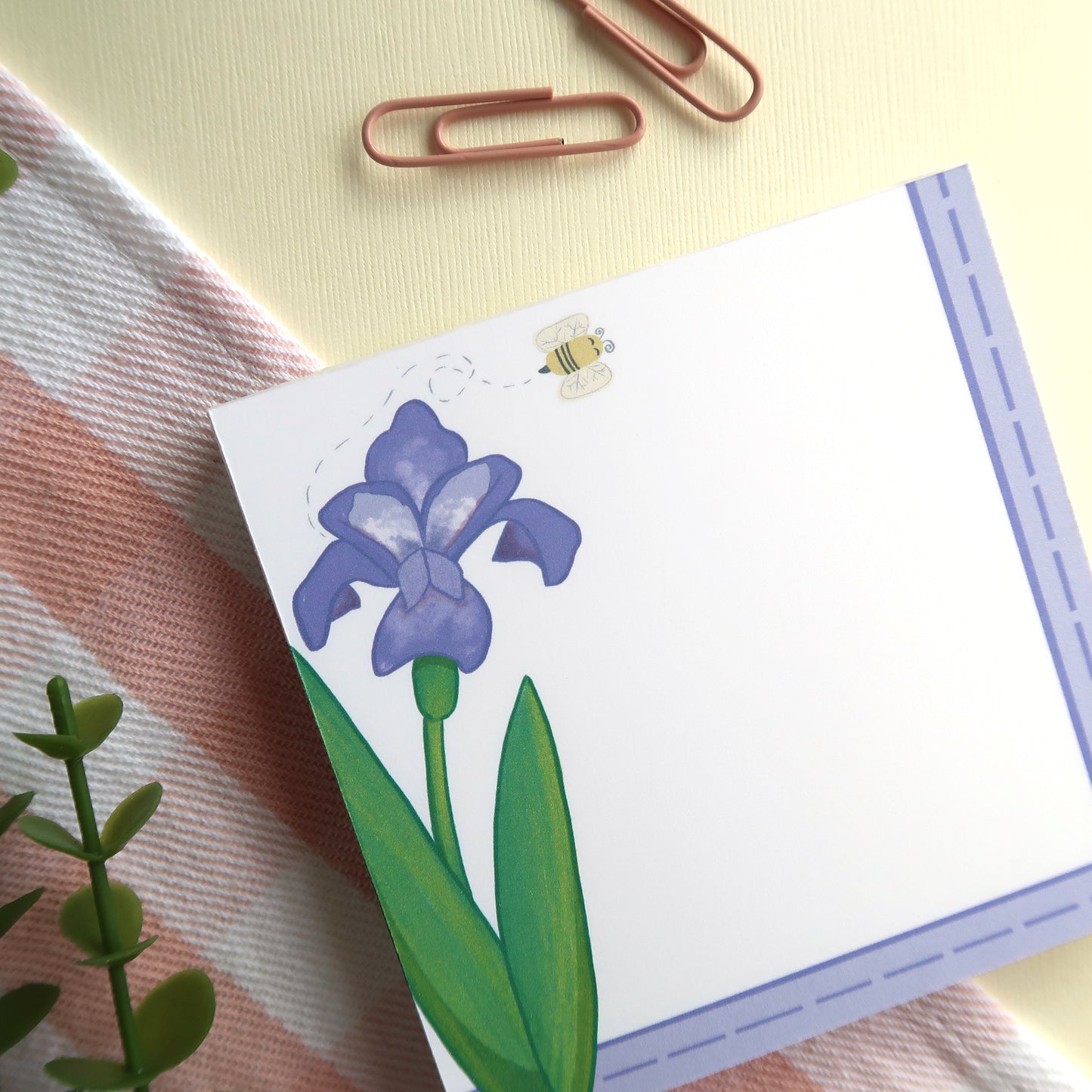 Iris and Bumblebee Square Notepad - Stationery