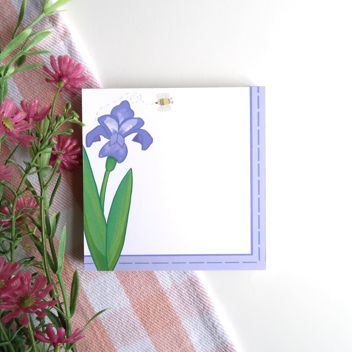Iris and Bumblebee Square Notepad - Stationery