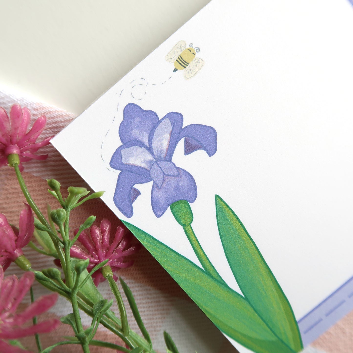 Iris and Bumblebee Square Notepad - Stationery