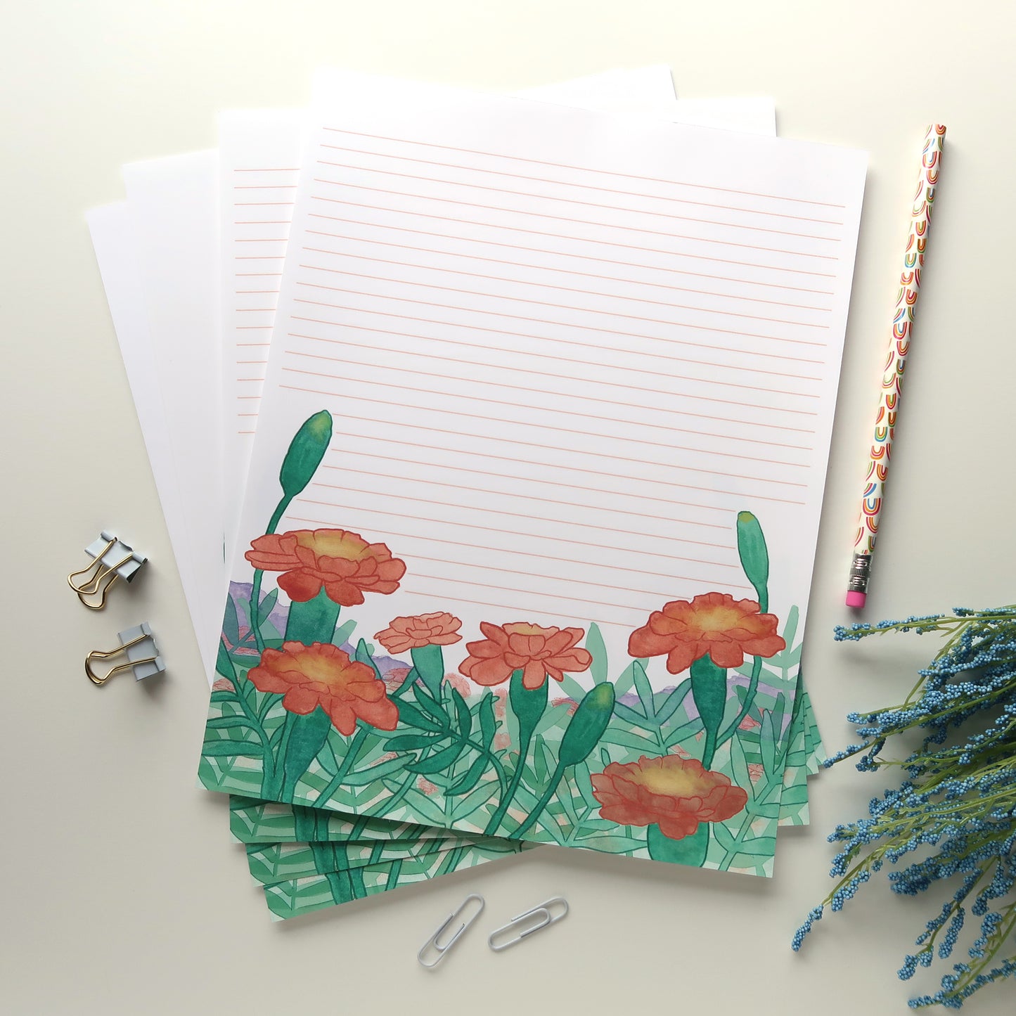 Marigolds Floral Letter Writing Set - Stationery
