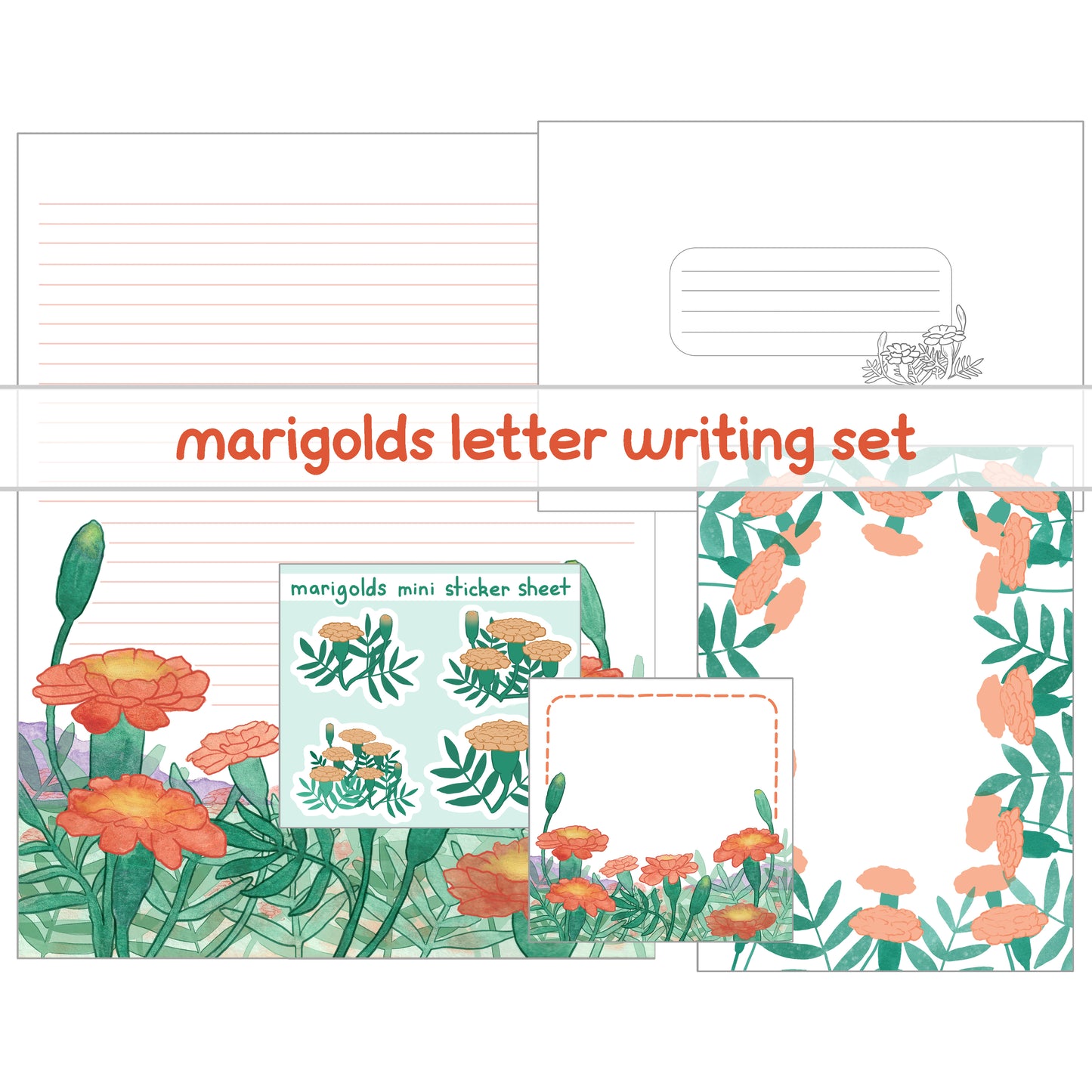 Marigolds Floral Letter Writing Set - Stationery