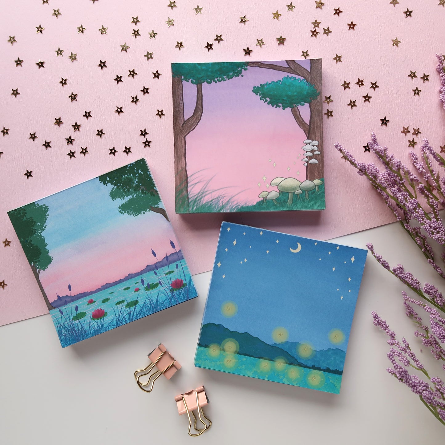 Fireflies Square Notepad - Stationery