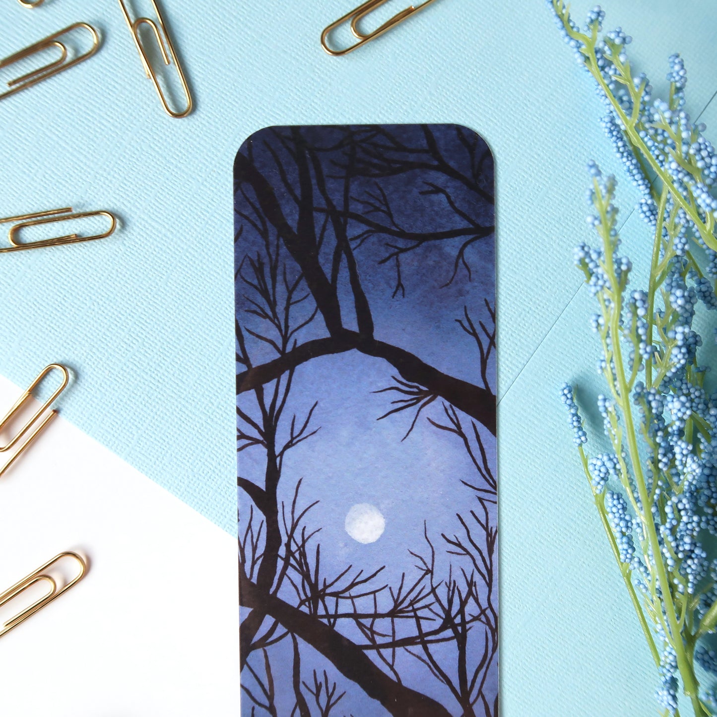 Moon Through the Trees Night Sky Bookmark