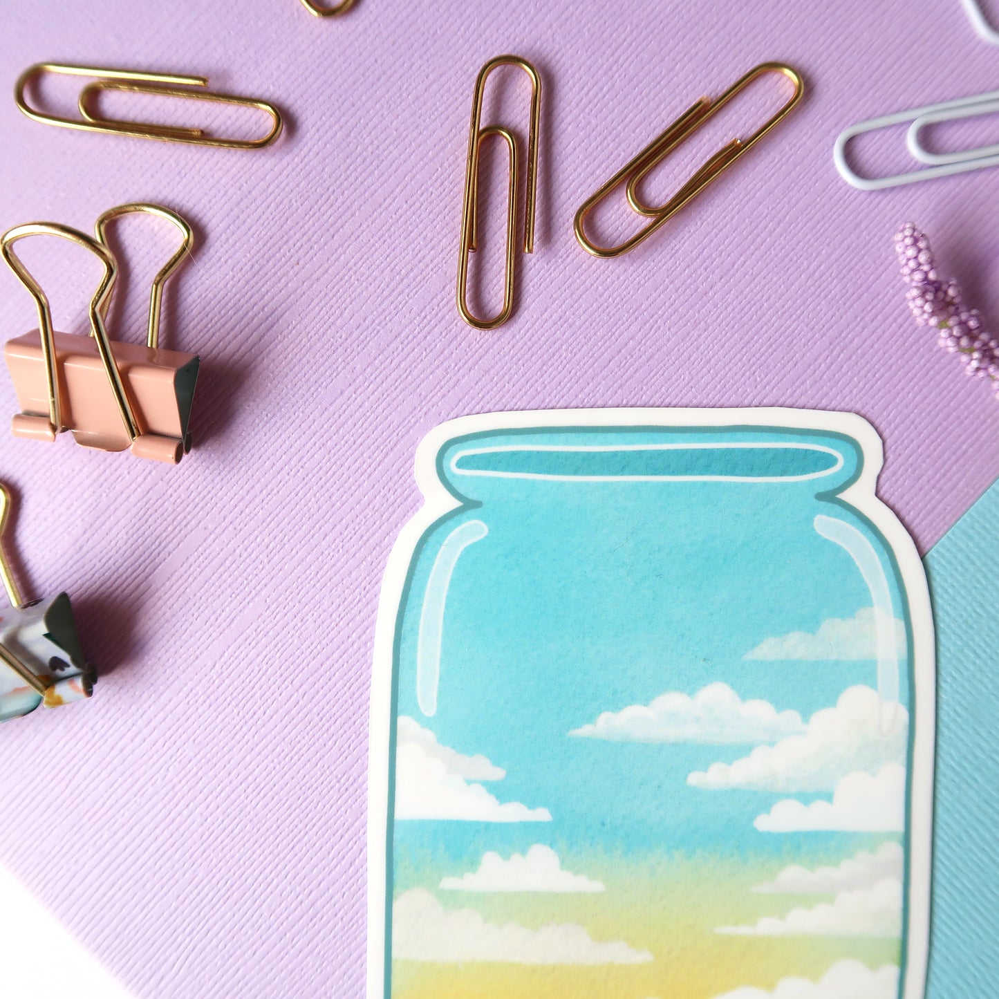 Blue and Yellow Morning Sky Jar Glossy Vinyl Die Cut Sticker